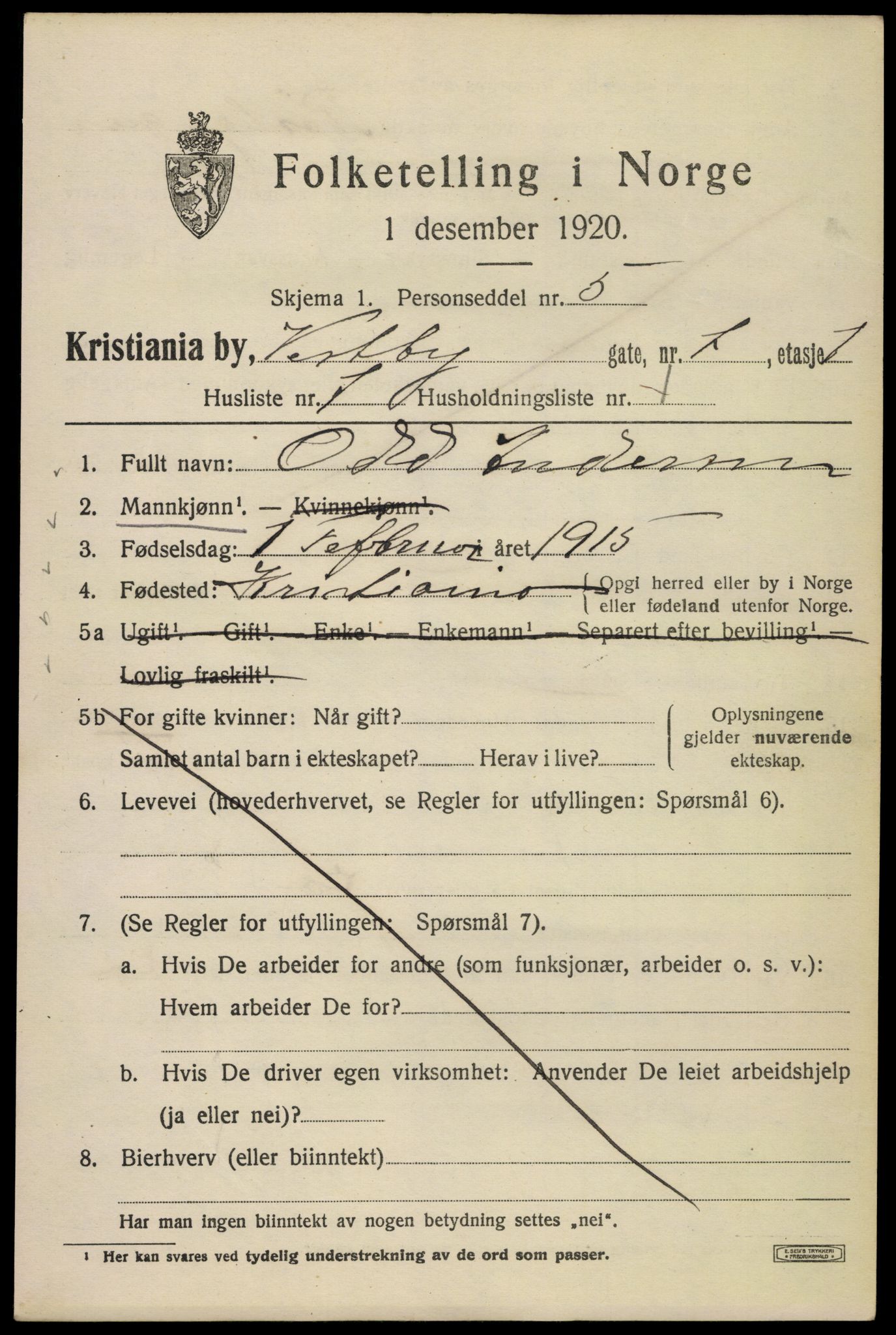 SAO, 1920 census for Kristiania, 1920, p. 631021