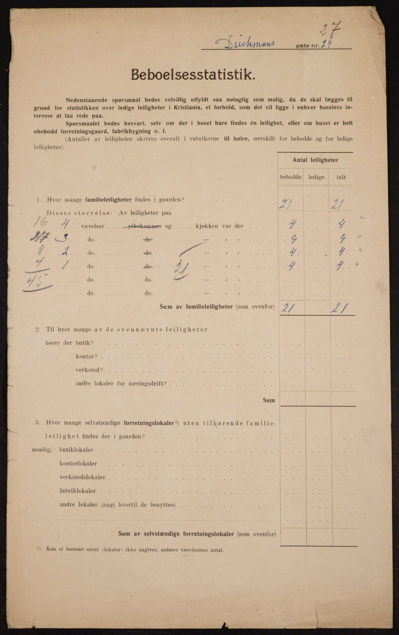 OBA, Municipal Census 1910 for Kristiania, 1910, p. 15148