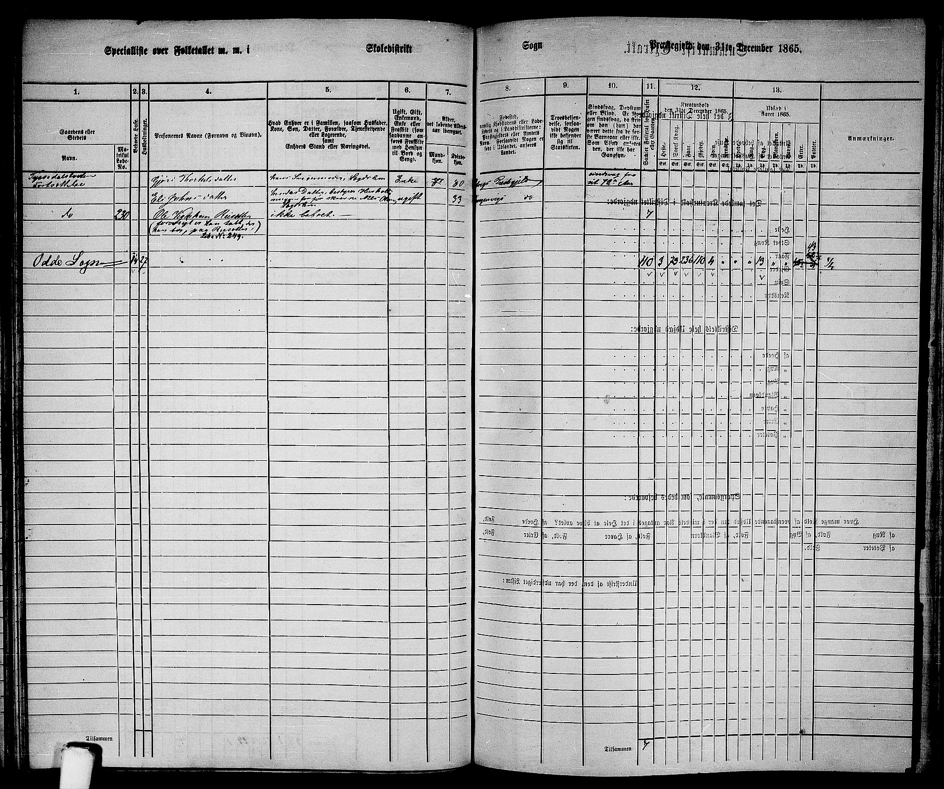 RA, 1865 census for Kinsarvik, 1865, p. 95