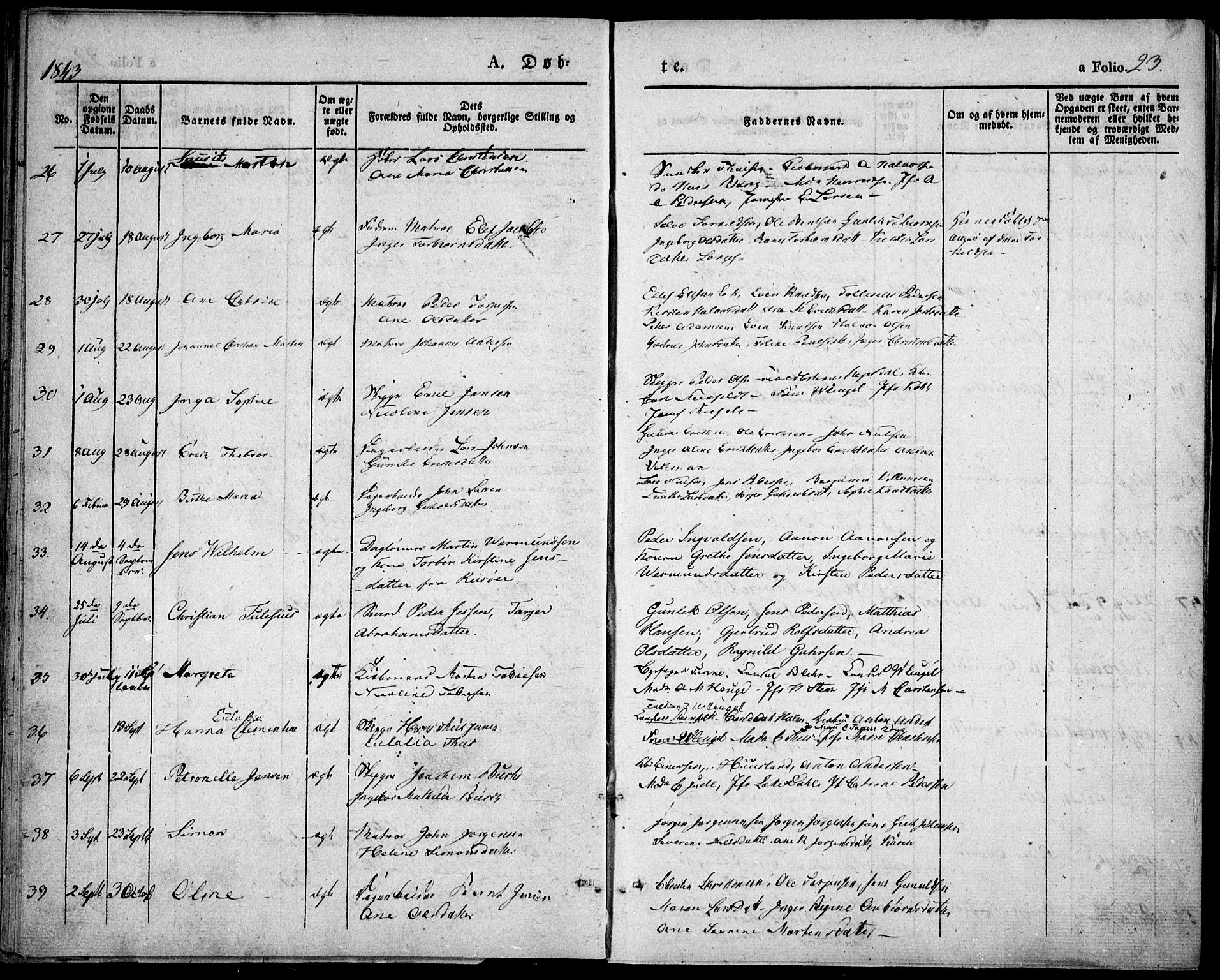 Risør sokneprestkontor, SAK/1111-0035/F/Fa/L0003: Parish register (official) no. A 3, 1838-1864, p. 23