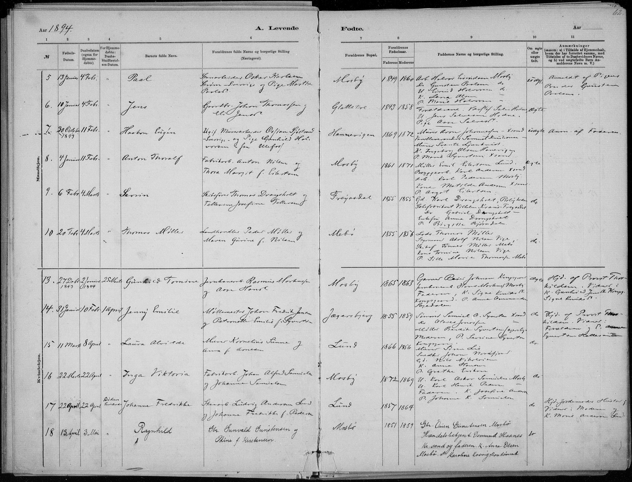 Oddernes sokneprestkontor, SAK/1111-0033/F/Fa/Faa/L0009: Parish register (official) no. A 9, 1884-1896, p. 62