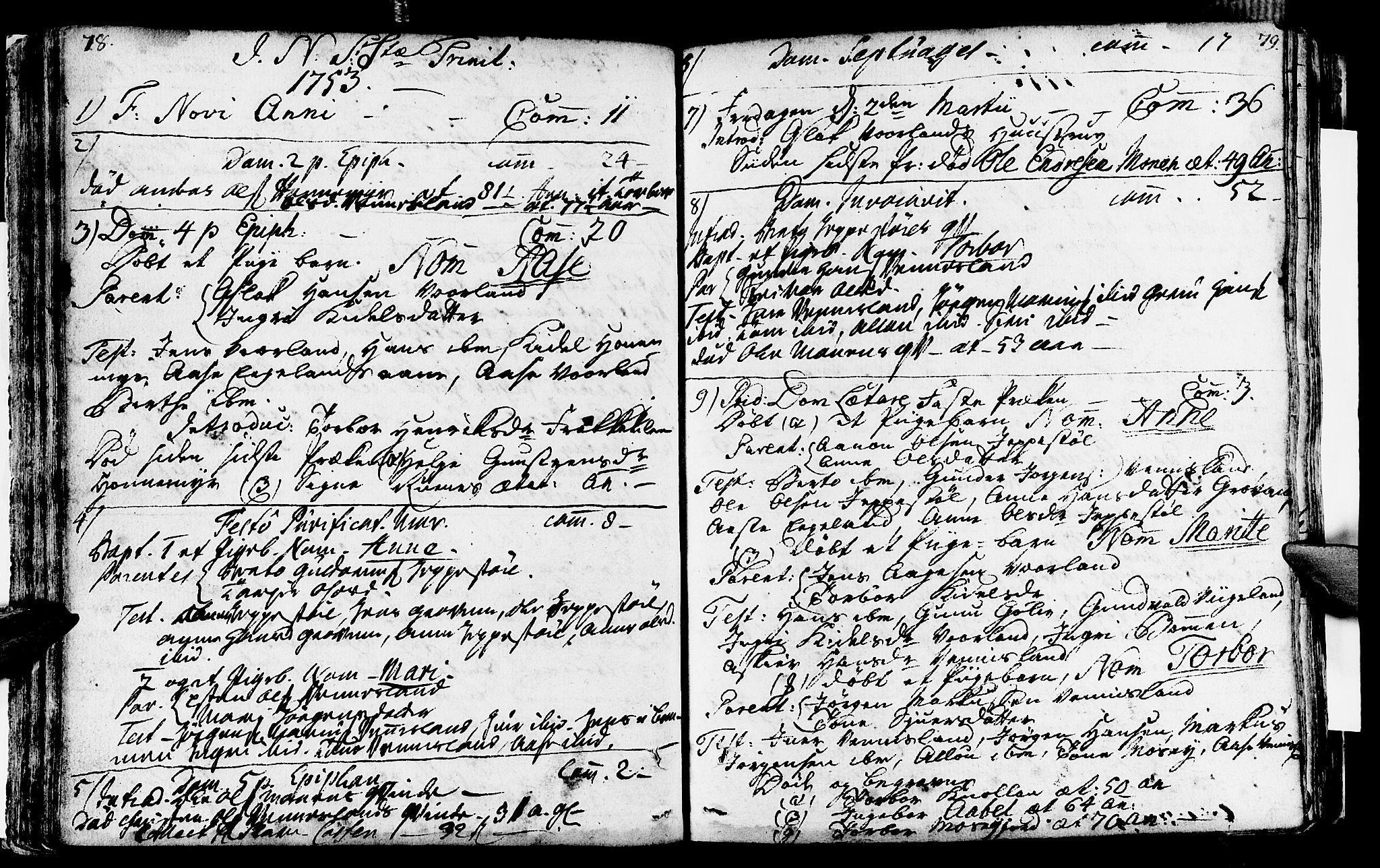 Vennesla sokneprestkontor, AV/SAK-1111-0045/Fa/Fab/L0001: Parish register (official) no. A 1, 1741-1794, p. 78-79