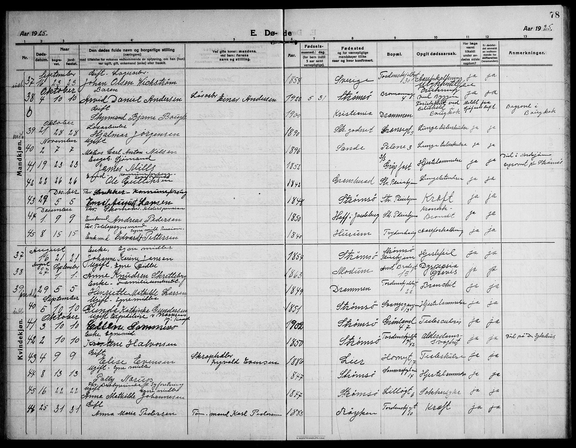 Strømsø kirkebøker, AV/SAKO-A-246/F/Fa/L0028: Parish register (official) no. I 29, 1914-1937, p. 78