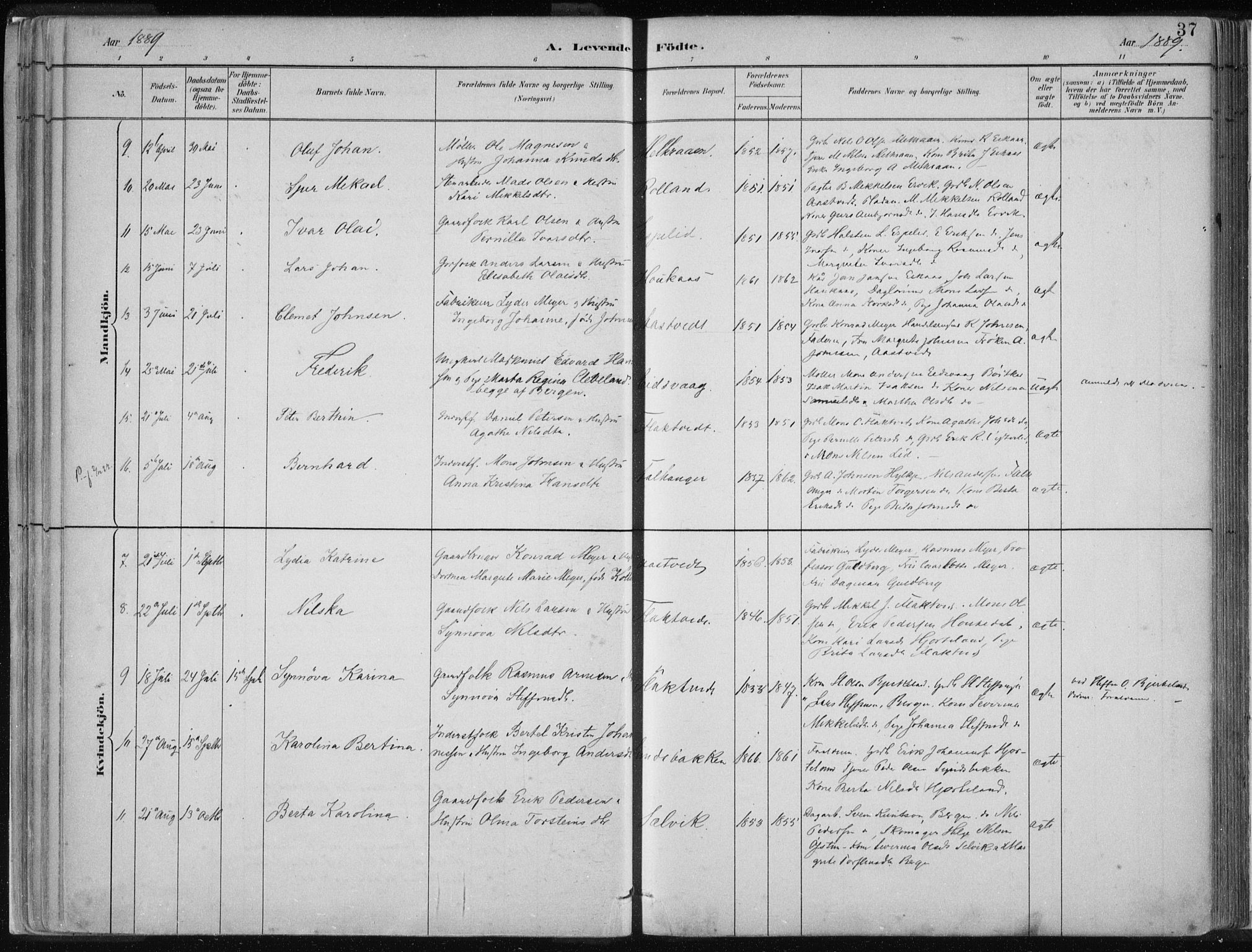 Hamre sokneprestembete, AV/SAB-A-75501/H/Ha/Haa/Haad/L0001: Parish register (official) no. D  1, 1882-1906, p. 37