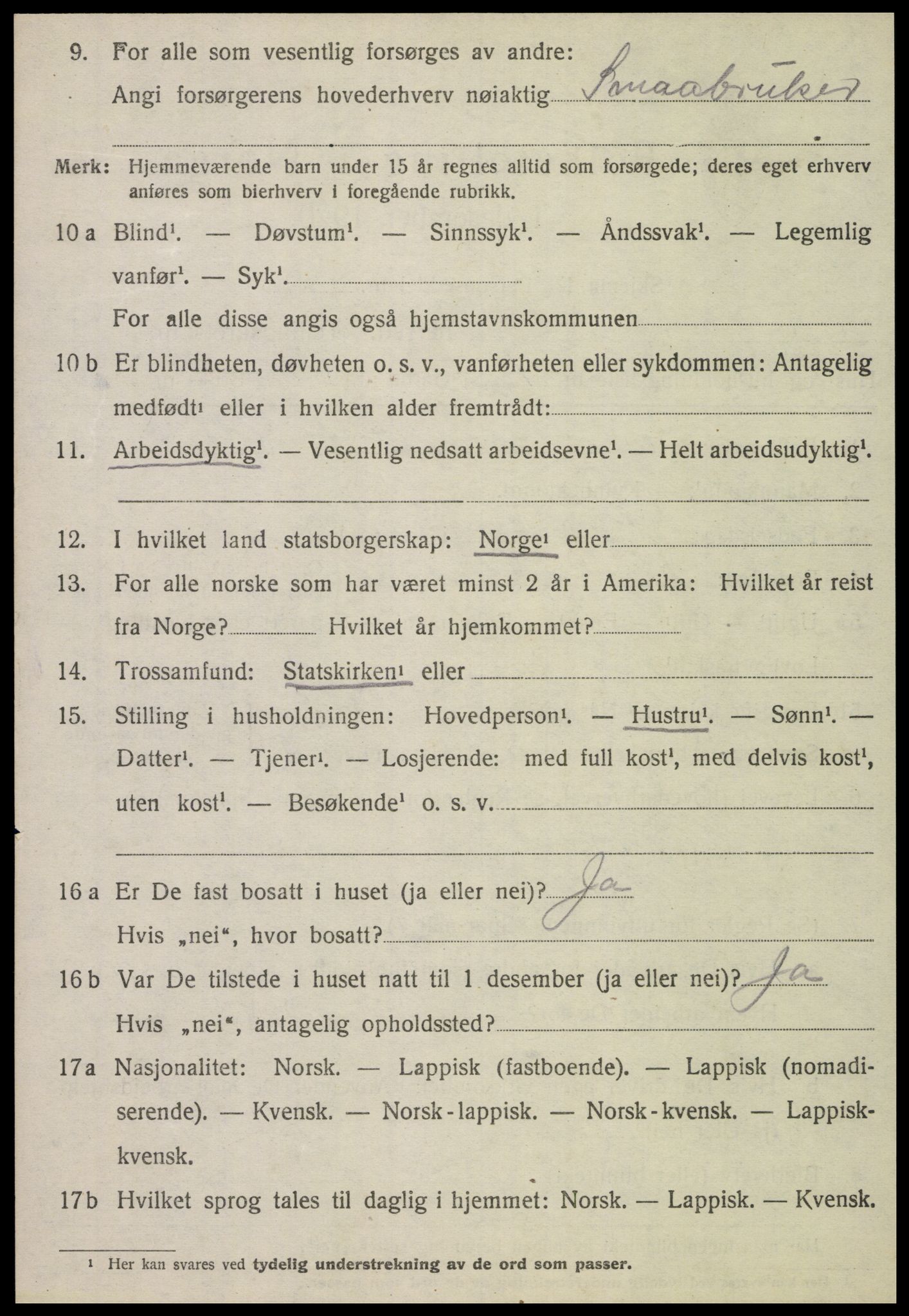 SAT, 1920 census for Høylandet, 1920, p. 2215