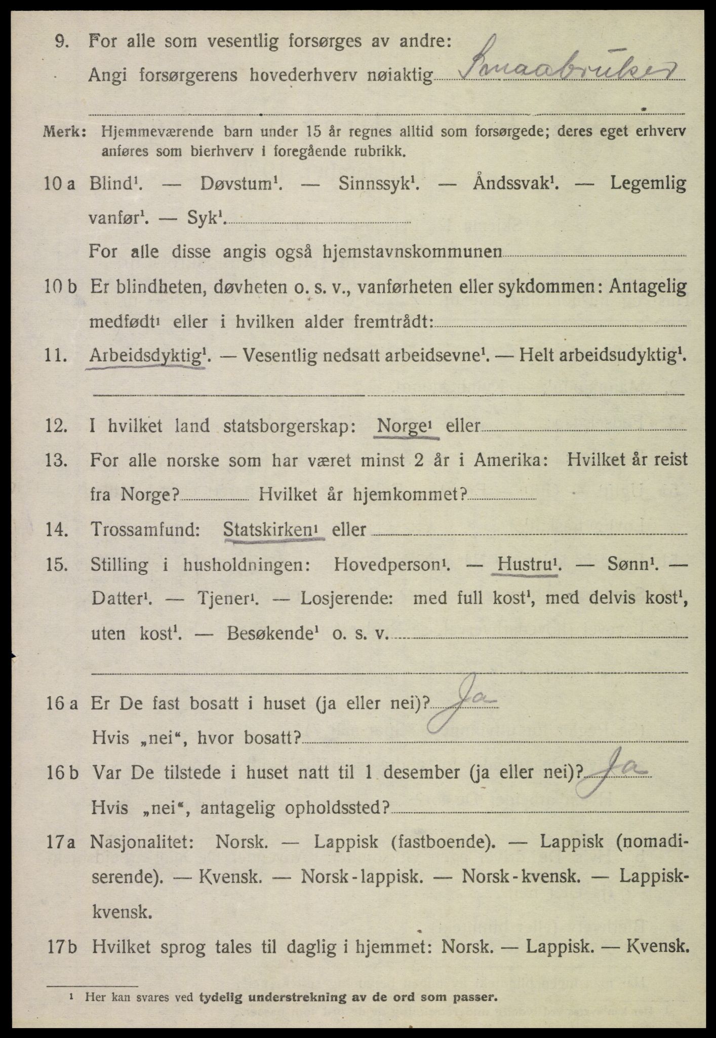 SAT, 1920 census for Høylandet, 1920, p. 2215
