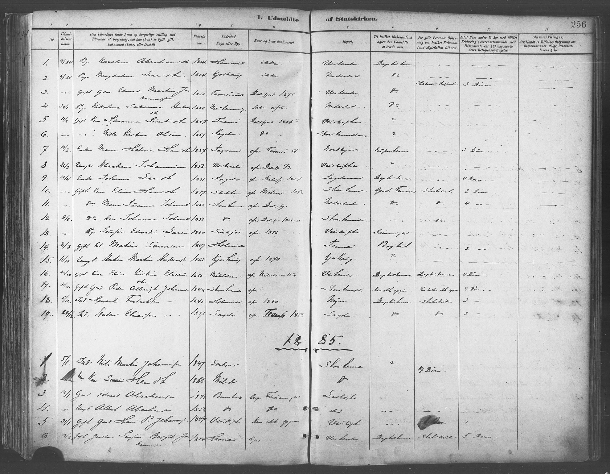 Balsfjord sokneprestembete, SATØ/S-1303/G/Ga/L0005kirke: Parish register (official) no. 5, 1884-1897, p. 256