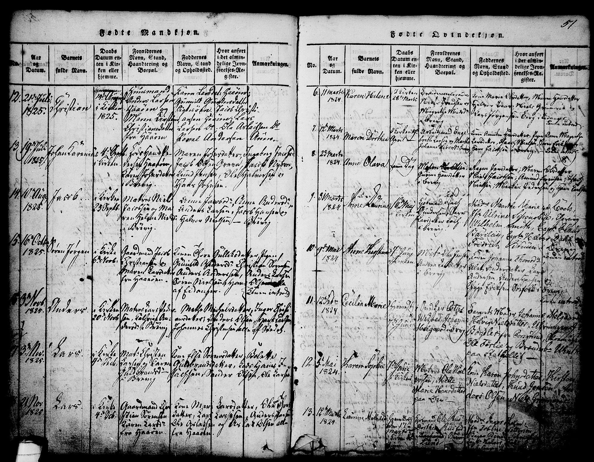 Brevik kirkebøker, SAKO/A-255/G/Ga/L0001: Parish register (copy) no. 1, 1814-1845, p. 51