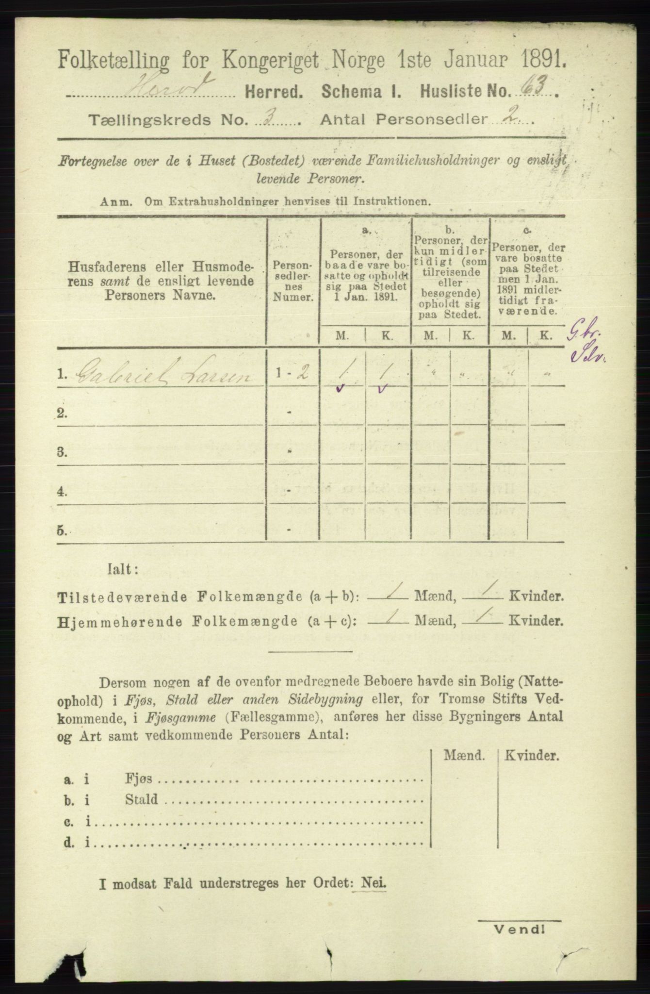 RA, 1891 census for 1039 Herad, 1891, p. 977