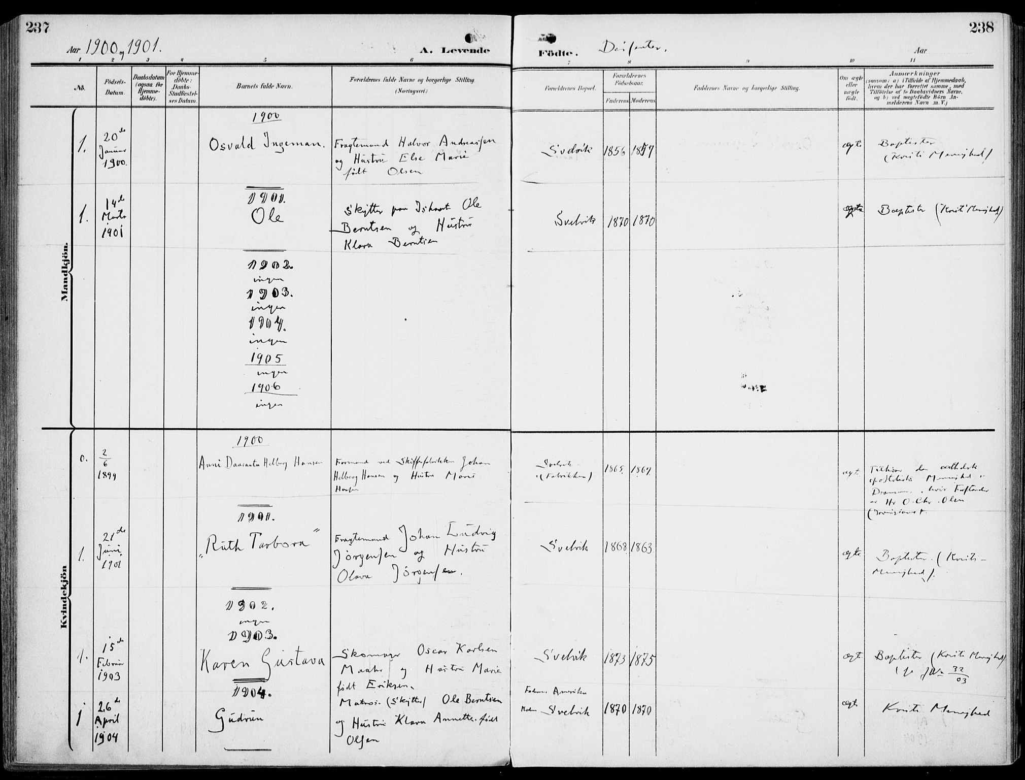 Strømm kirkebøker, AV/SAKO-A-322/F/Fb/L0002: Parish register (official) no. II 2, 1900-1919, p. 237-238