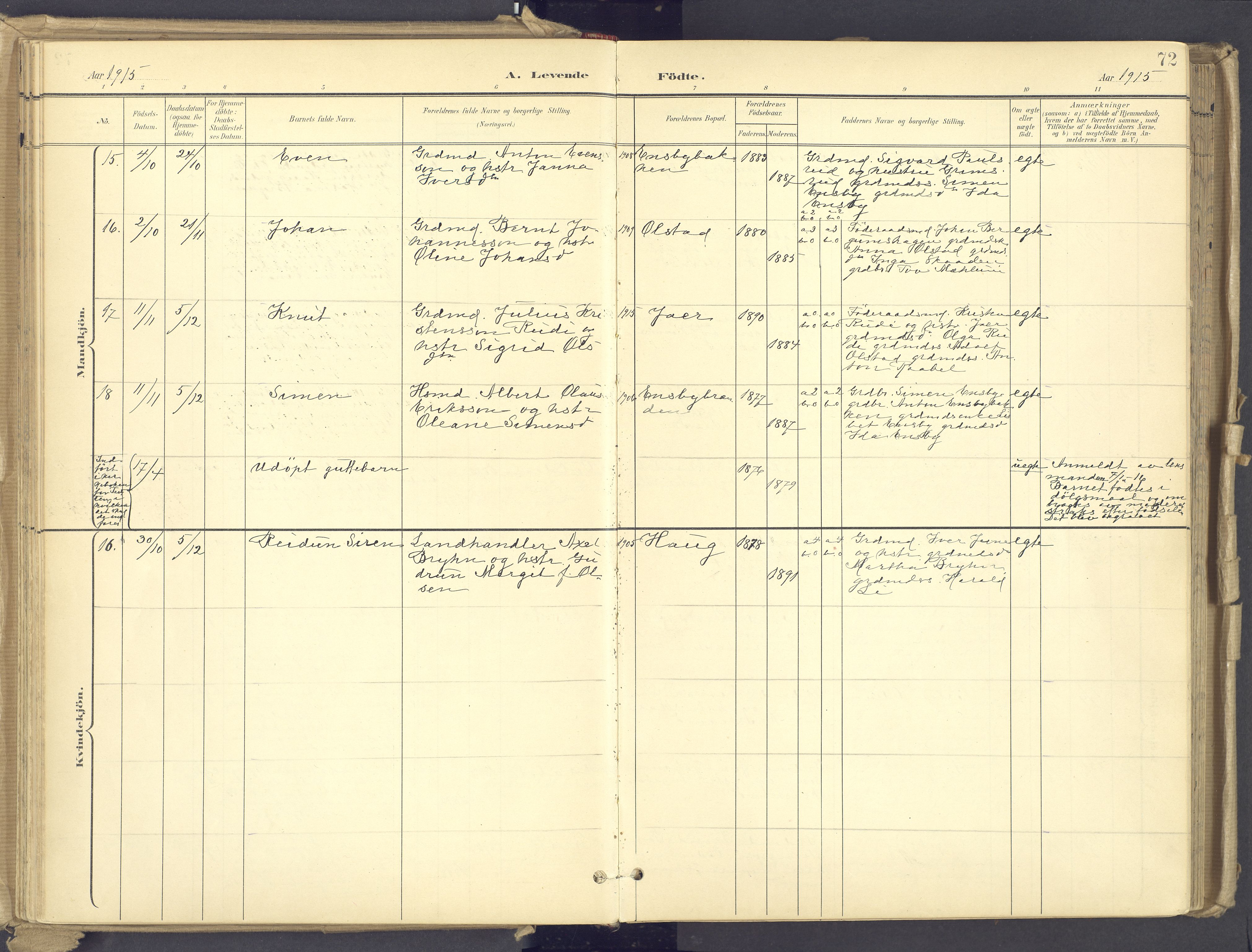 Øyer prestekontor, AV/SAH-PREST-084/H/Ha/Haa/L0012: Parish register (official) no. 12, 1897-1920, p. 72