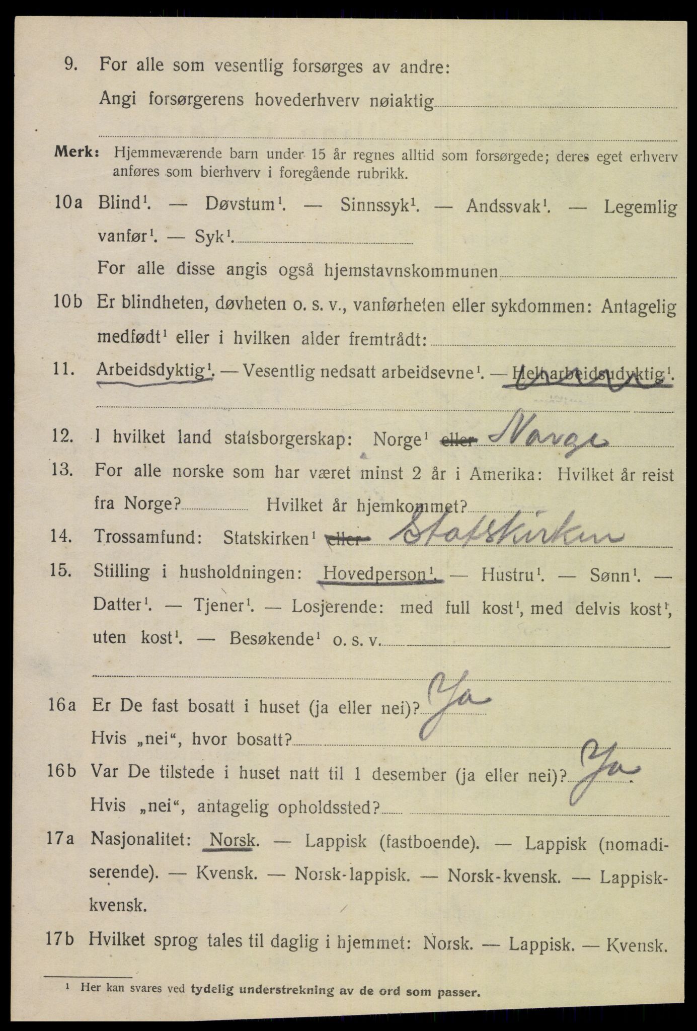 SAT, 1920 census for Meløy, 1920, p. 1458