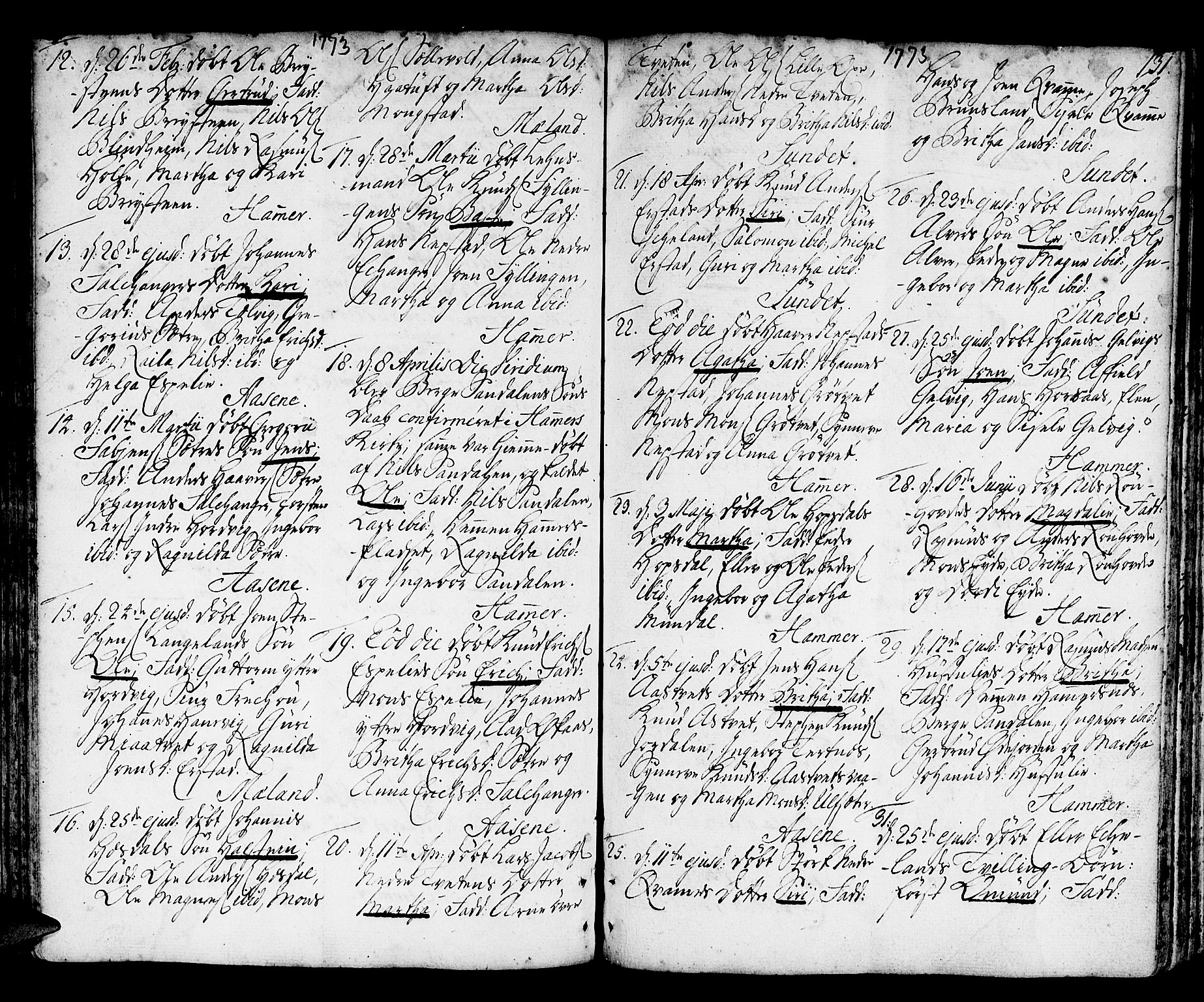 Hamre sokneprestembete, AV/SAB-A-75501/H/Ha/Haa/Haaa/L0007: Parish register (official) no. A 7, 1762-1777, p. 131