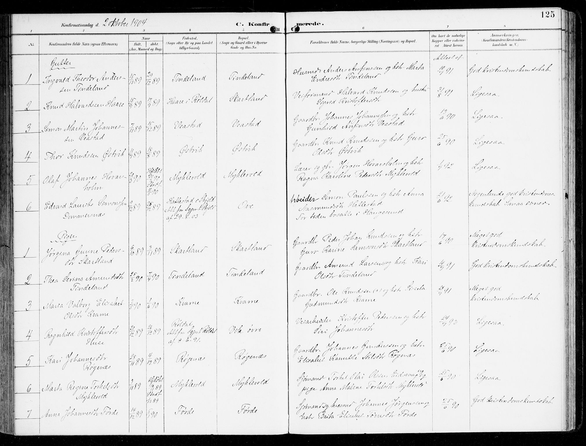 Sveio Sokneprestembete, SAB/A-78501/H/Haa: Parish register (official) no. D 2, 1894-1916, p. 125