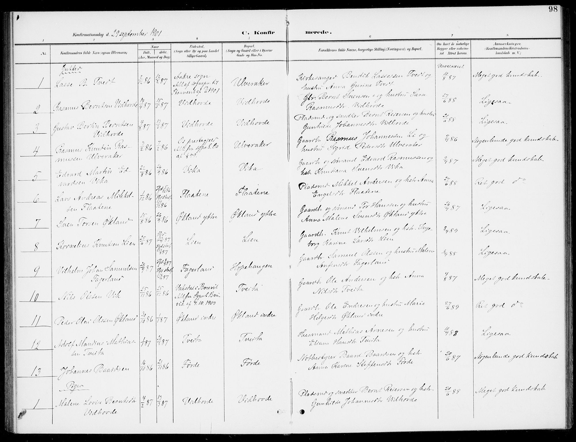 Sveio Sokneprestembete, AV/SAB-A-78501/H/Haa: Parish register (official) no. C 3, 1899-1916, p. 98