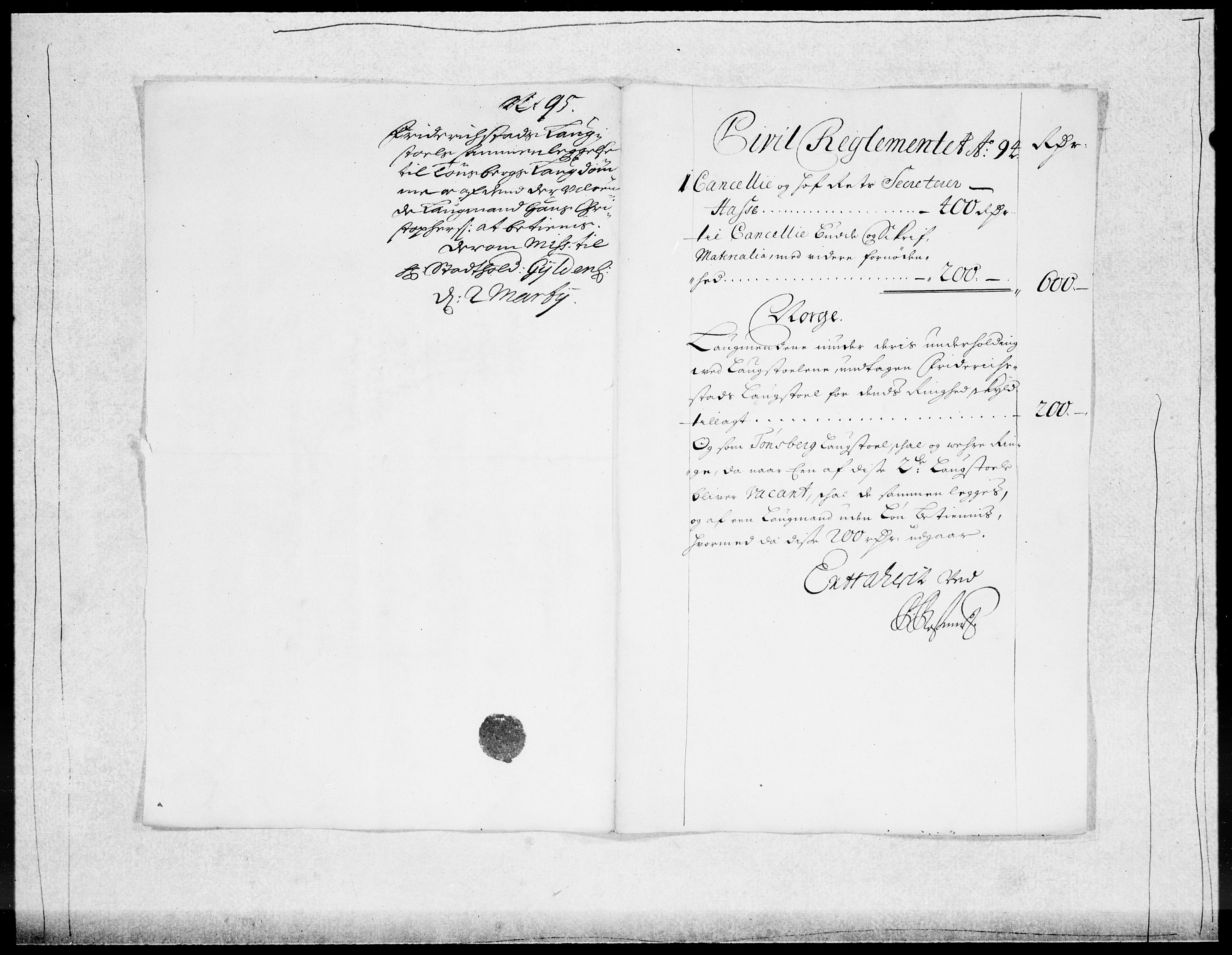 Danske Kanselli 1572-1799, AV/RA-EA-3023/F/Fc/Fcc/Fcca/L0046: Norske innlegg 1572-1799, 1693-1695, p. 261