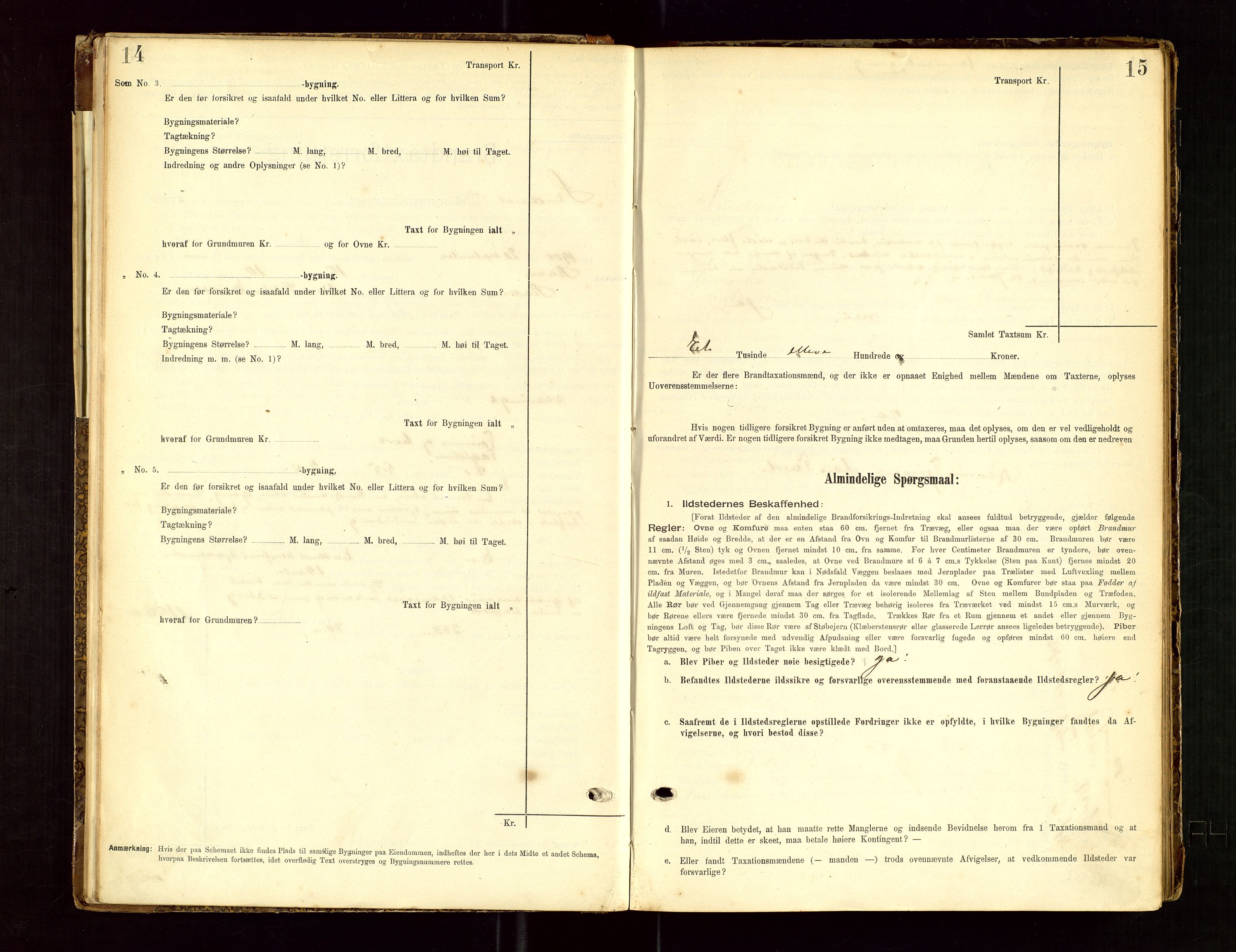 Skudenes lensmannskontor, SAST/A-100444/Gob/L0001: "Brandtaxationsprotokoll", 1895-1924, p. 14-15