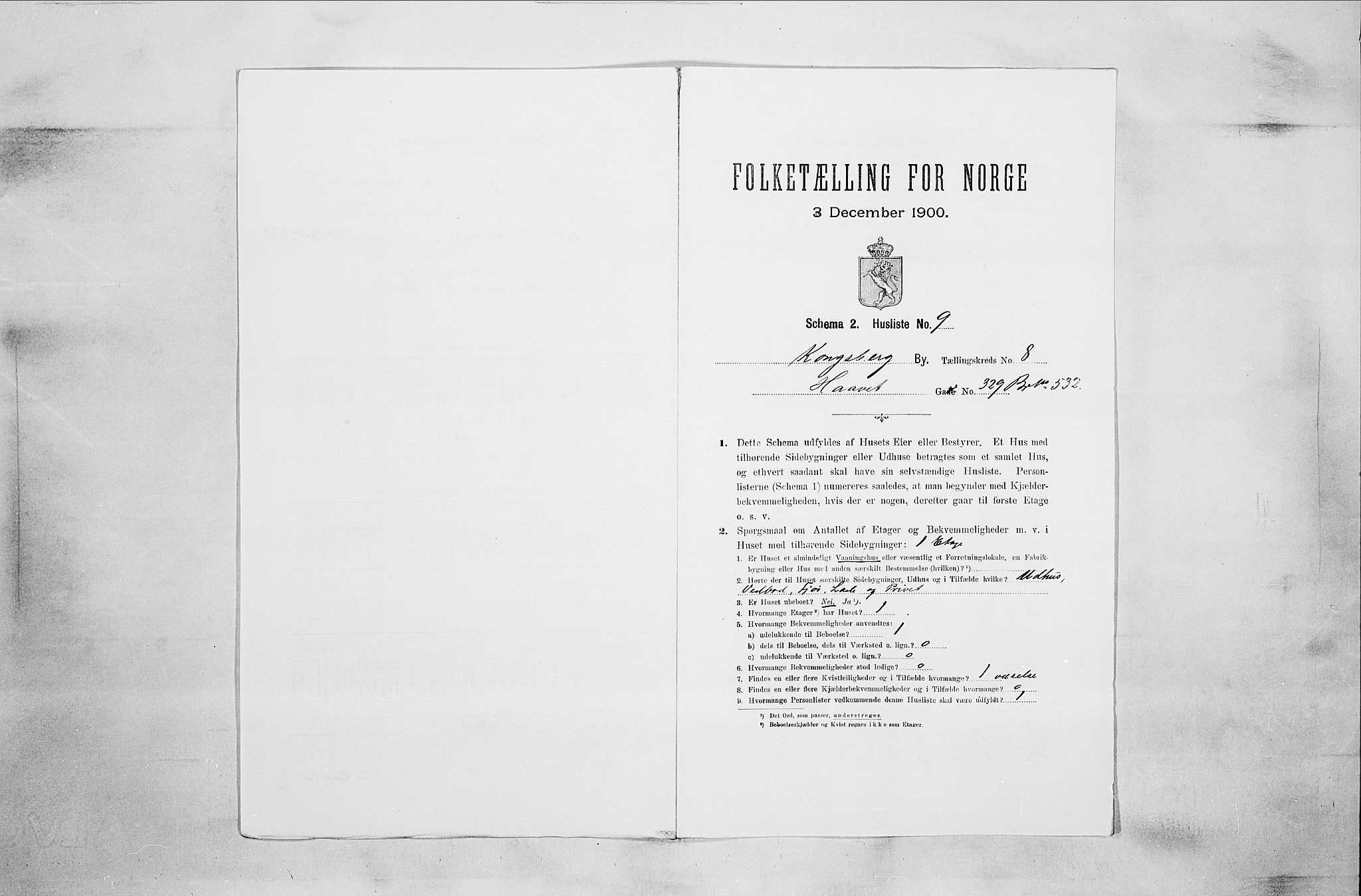 RA, 1900 census for Kongsberg, 1900, p. 1494