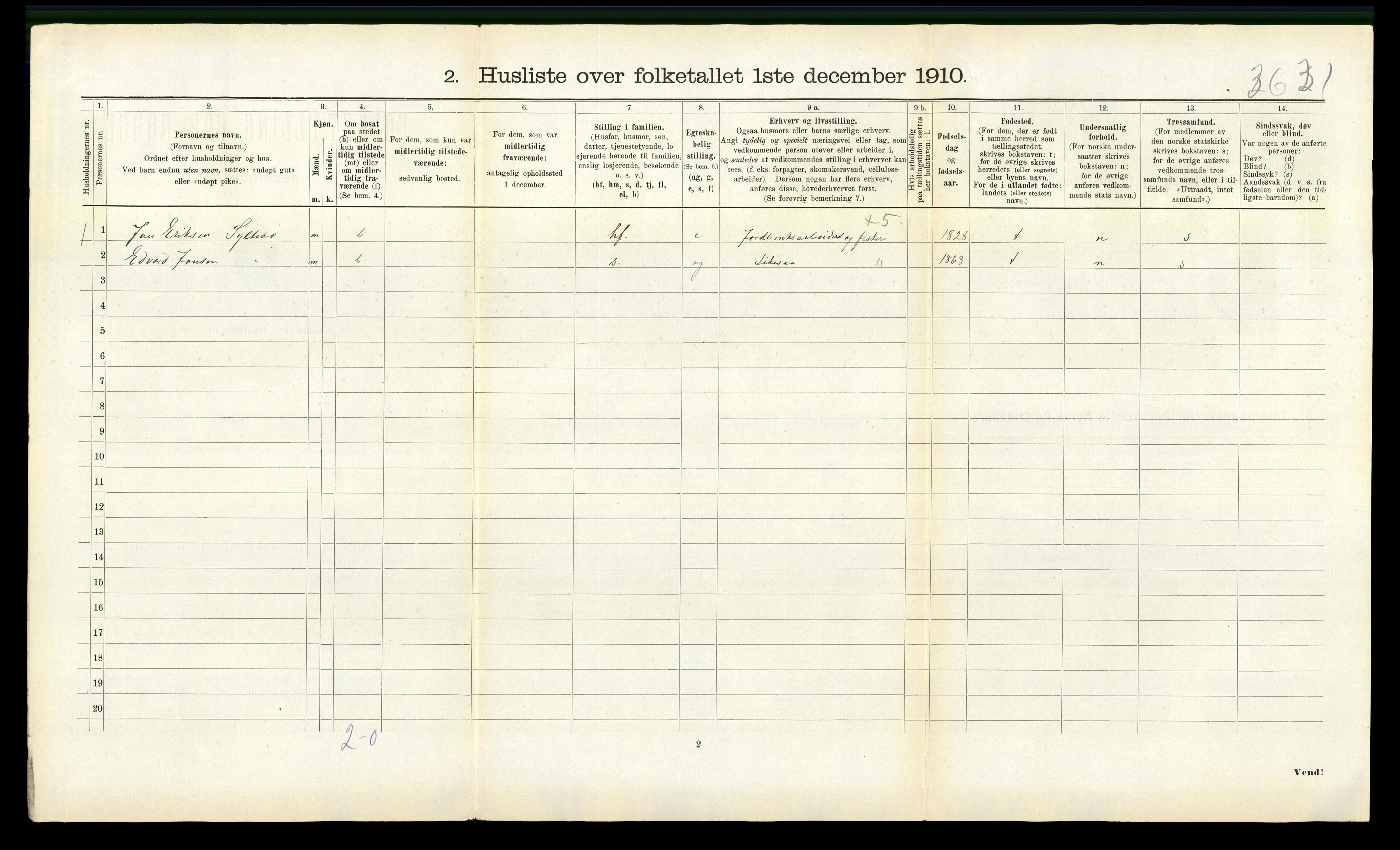 RA, 1910 census for Eresfjord og Vistdal, 1910, p. 98