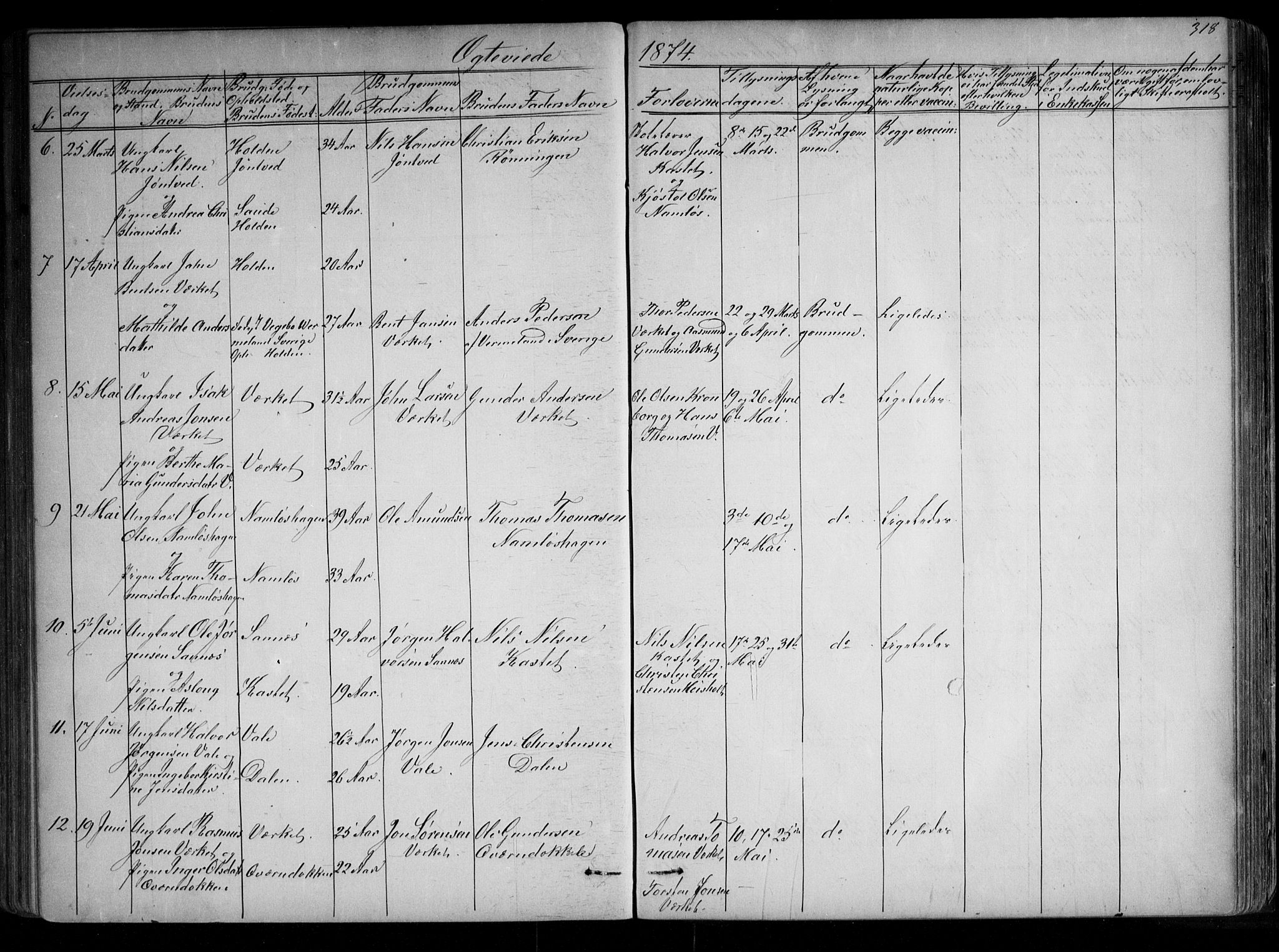 Holla kirkebøker, SAKO/A-272/G/Ga/L0004: Parish register (copy) no. I 4, 1867-1890, p. 318
