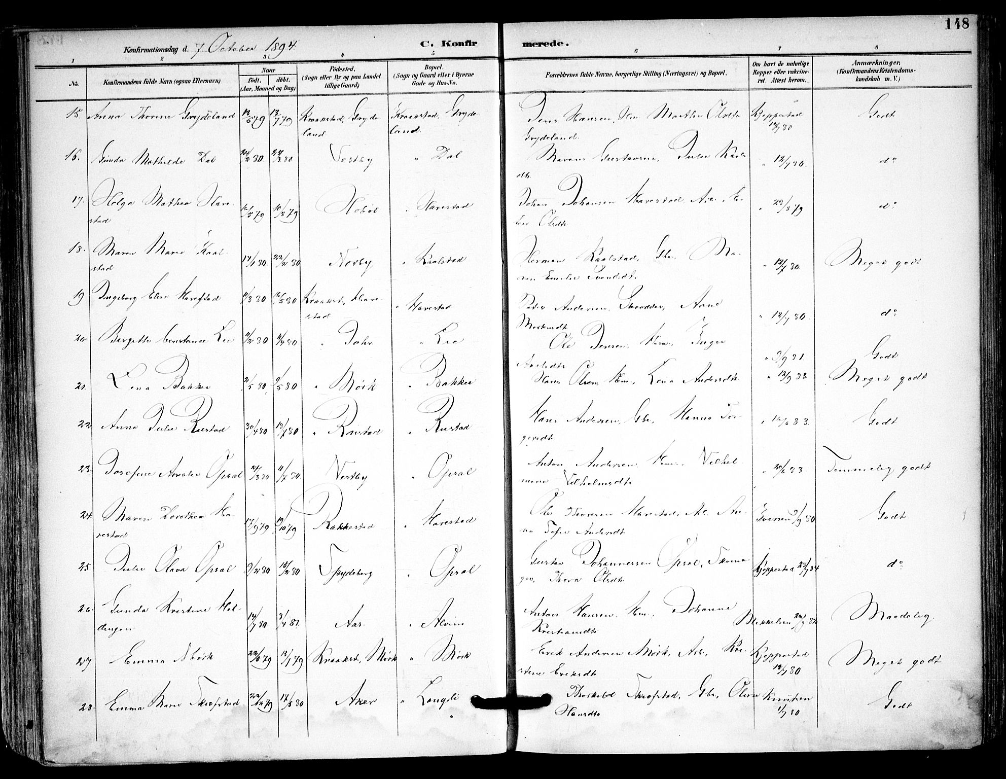 Kråkstad prestekontor Kirkebøker, AV/SAO-A-10125a/F/Fa/L0010: Parish register (official) no. I 10, 1893-1931, p. 148