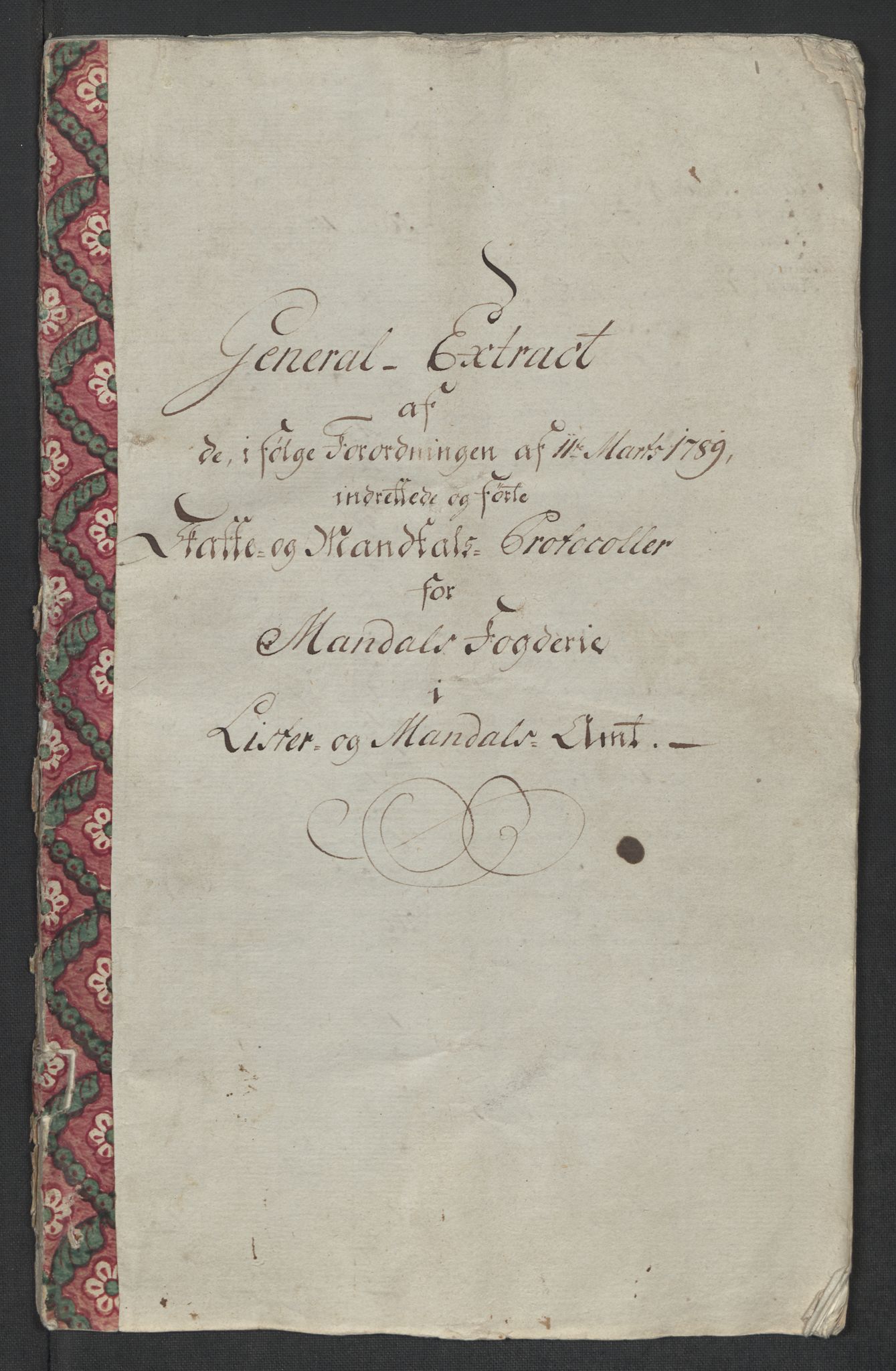 Rentekammeret inntil 1814, Reviderte regnskaper, Mindre regnskaper, RA/EA-4068/Rf/Rfe/L0023: Mandal fogderi, 1789, p. 35