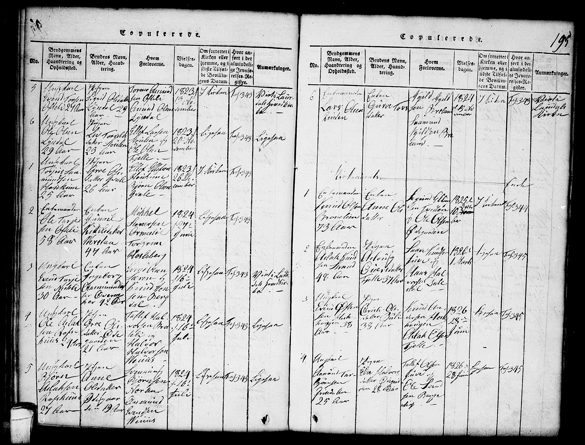 Lårdal kirkebøker, SAKO/A-284/G/Gc/L0001: Parish register (copy) no. III 1, 1815-1854, p. 195