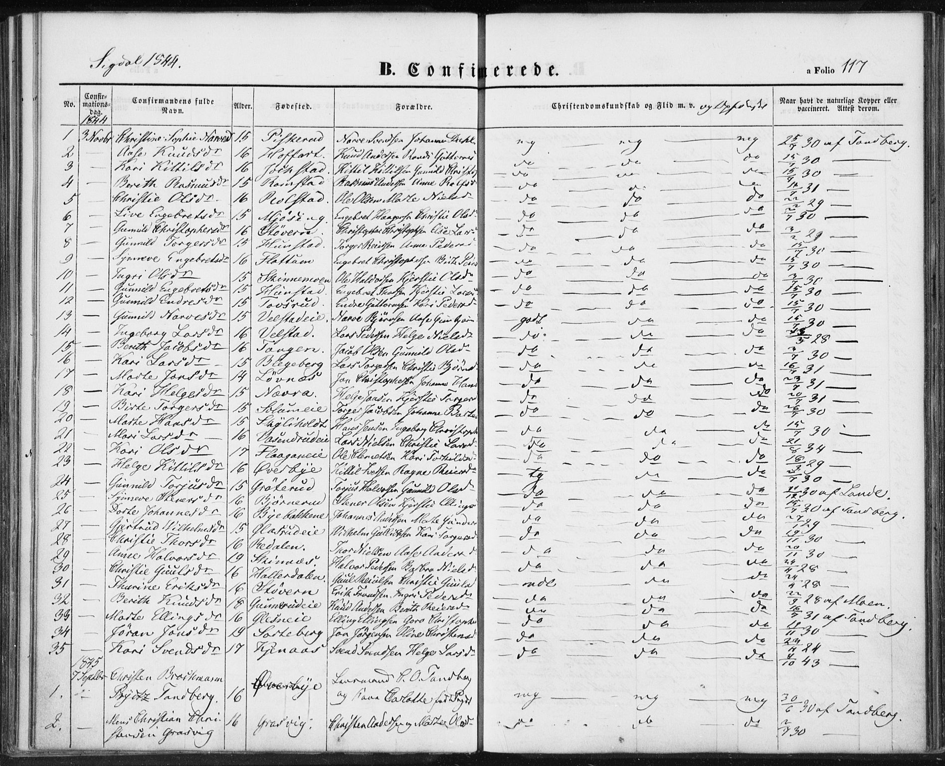 Sigdal kirkebøker, SAKO/A-245/F/Fa/L0007: Parish register (official) no. I 7, 1844-1849, p. 117