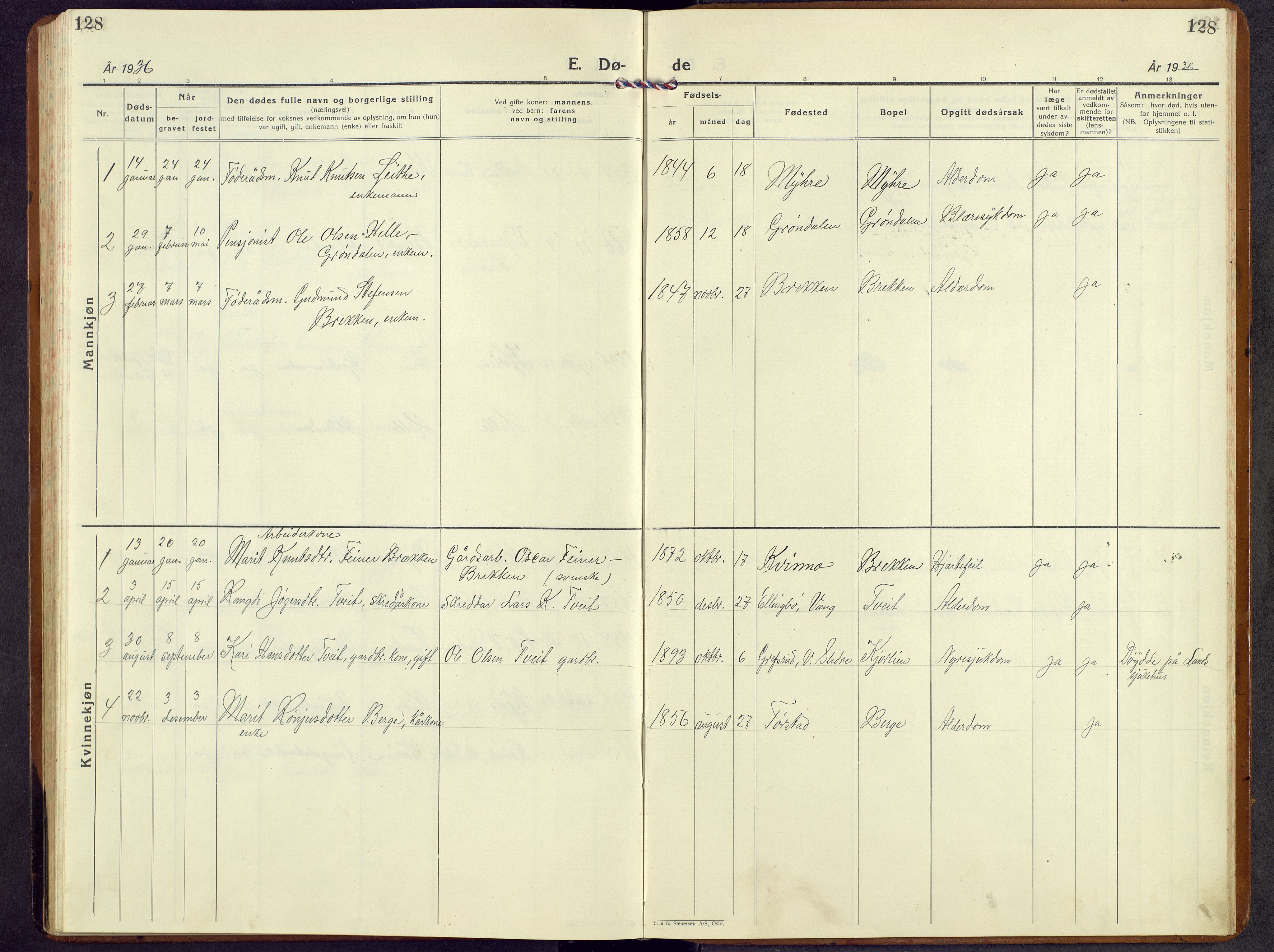 Vang prestekontor, Valdres, SAH/PREST-140/H/Hb/L0008: Parish register (copy) no. 8, 1925-1967, p. 128