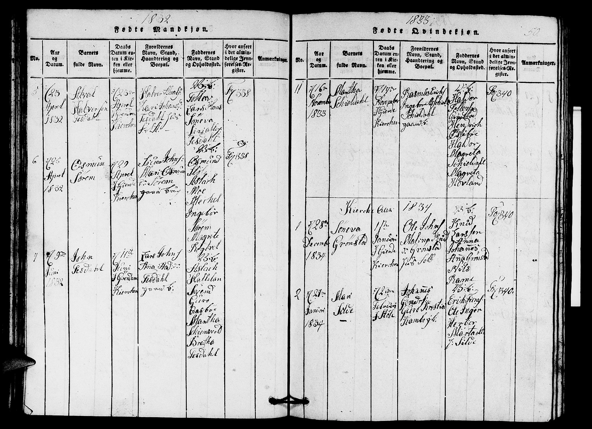 Etne sokneprestembete, SAB/A-75001/H/Hab: Parish register (copy) no. A 1, 1815-1849, p. 50