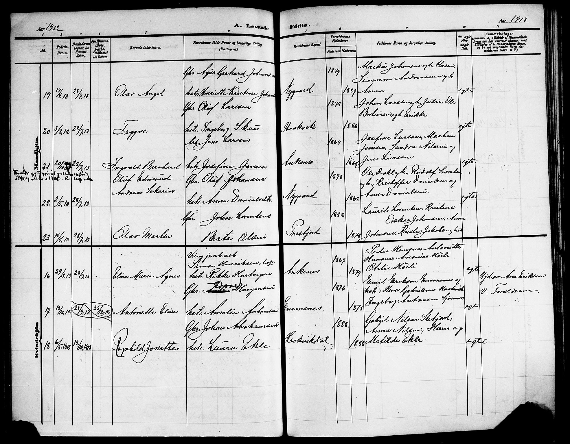 Ministerialprotokoller, klokkerbøker og fødselsregistre - Nordland, SAT/A-1459/866/L0954: Parish register (copy) no. 866C03, 1905-1923