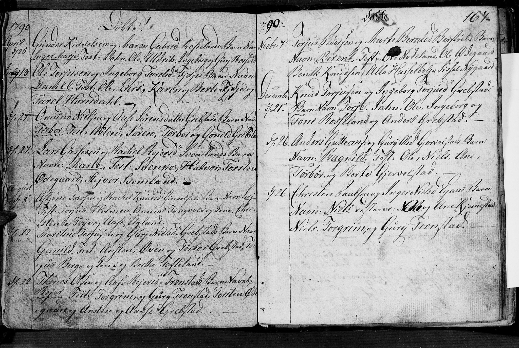 Søgne sokneprestkontor, AV/SAK-1111-0037/F/Fa/Fab/L0004: Parish register (official) no. A 4, 1770-1822, p. 166-167