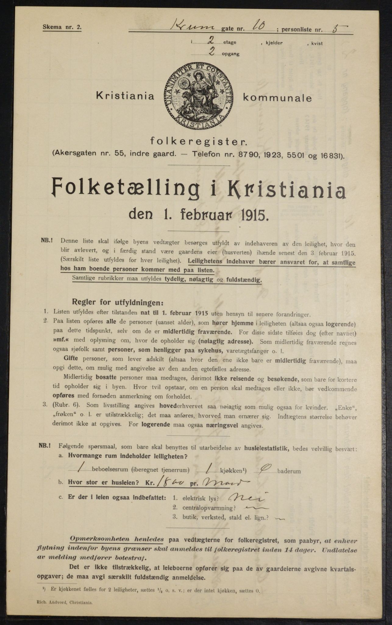 OBA, Municipal Census 1915 for Kristiania, 1915, p. 54414