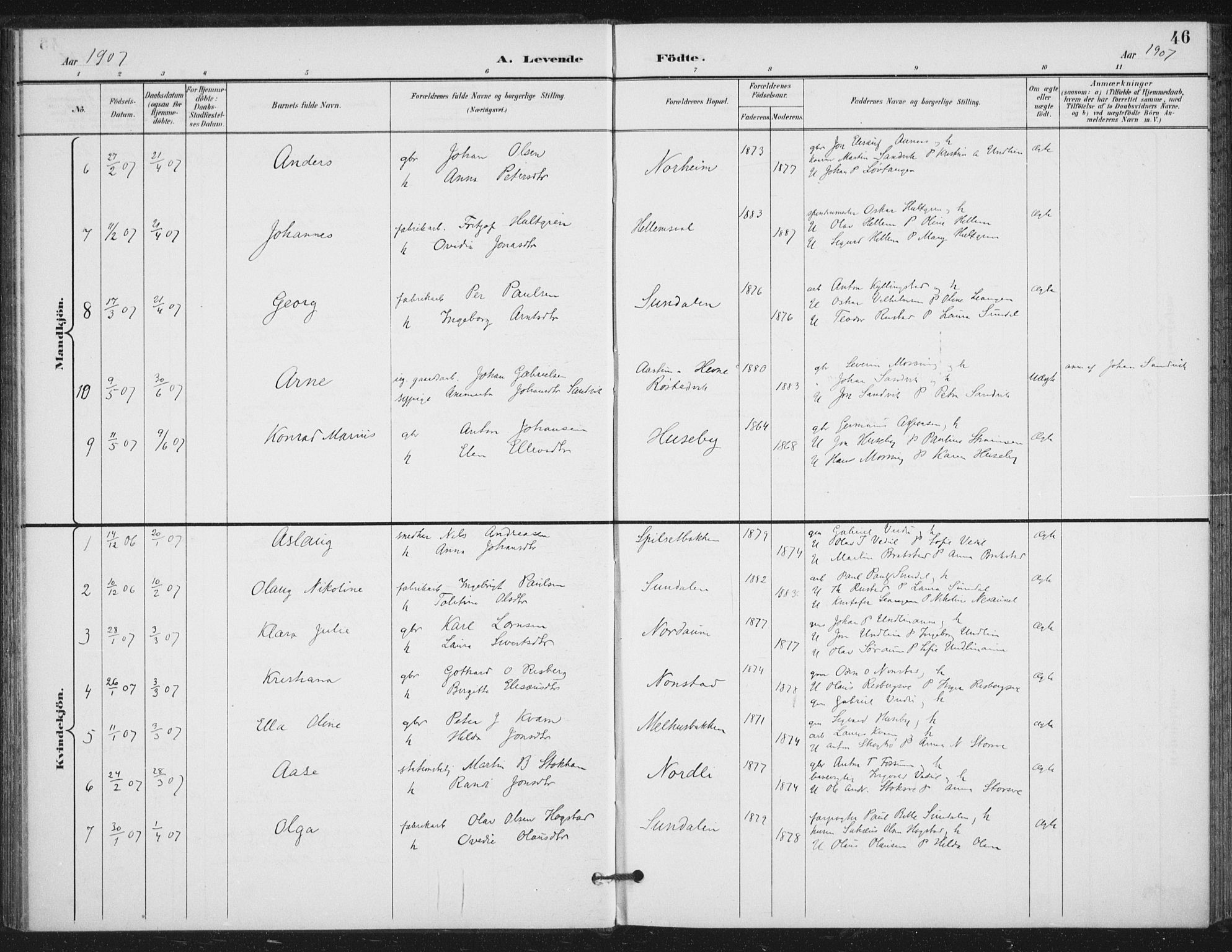 Ministerialprotokoller, klokkerbøker og fødselsregistre - Nord-Trøndelag, SAT/A-1458/714/L0131: Parish register (official) no. 714A02, 1896-1918, p. 46