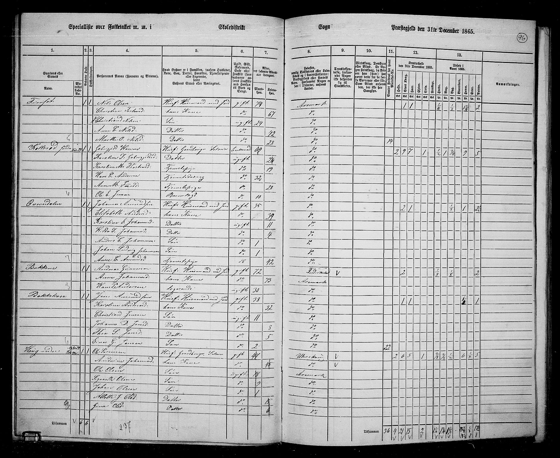 RA, 1865 census for Aremark, 1865, p. 87