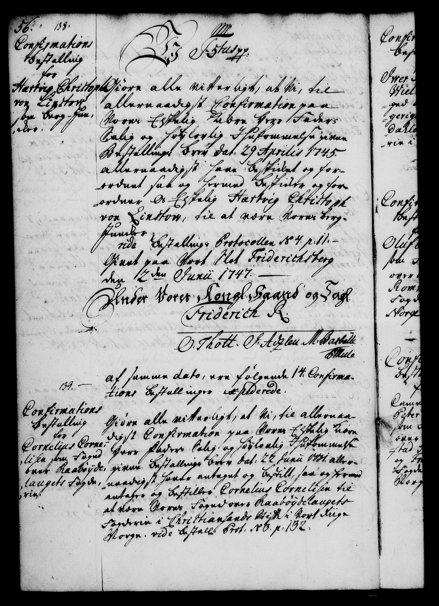 Rentekammeret, Kammerkanselliet, RA/EA-3111/G/Gg/Ggg/L0002: Norsk konfirmasjonsbestallingsprotokoll med register (merket RK 53.32), 1746-1748, p. 56