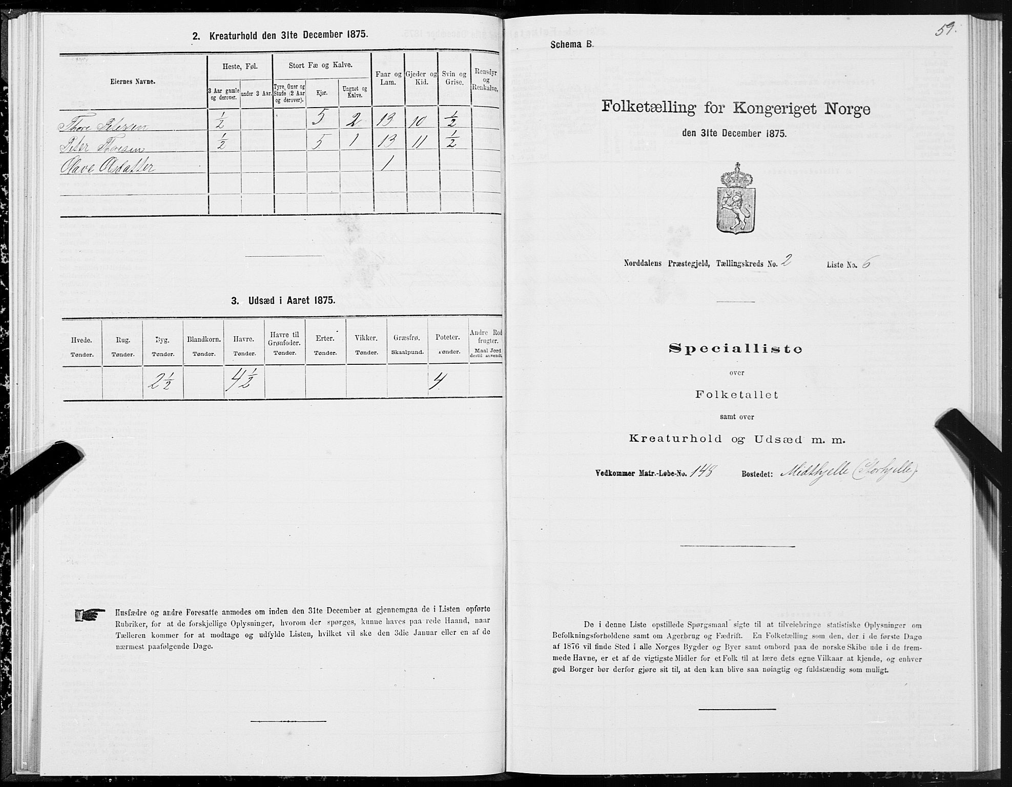 SAT, 1875 census for 1524P Norddal, 1875, p. 1059