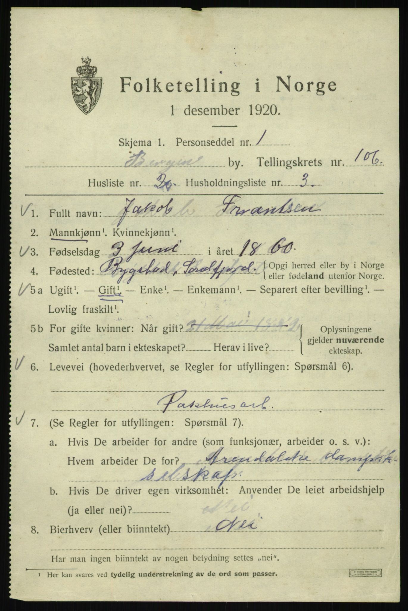 SAB, 1920 census for Bergen, 1920, p. 184778