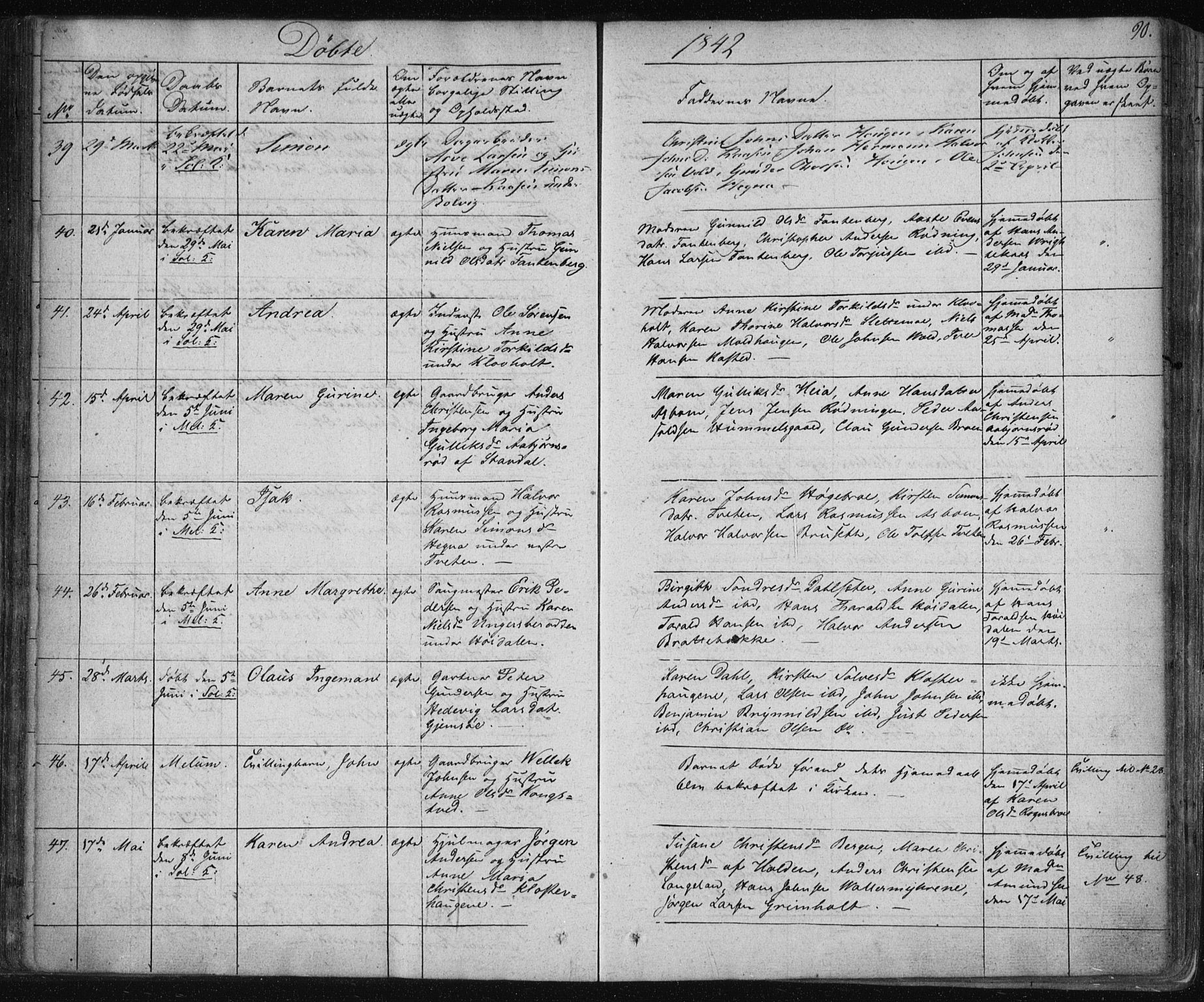 Solum kirkebøker, AV/SAKO-A-306/F/Fa/L0005: Parish register (official) no. I 5, 1833-1843, p. 90