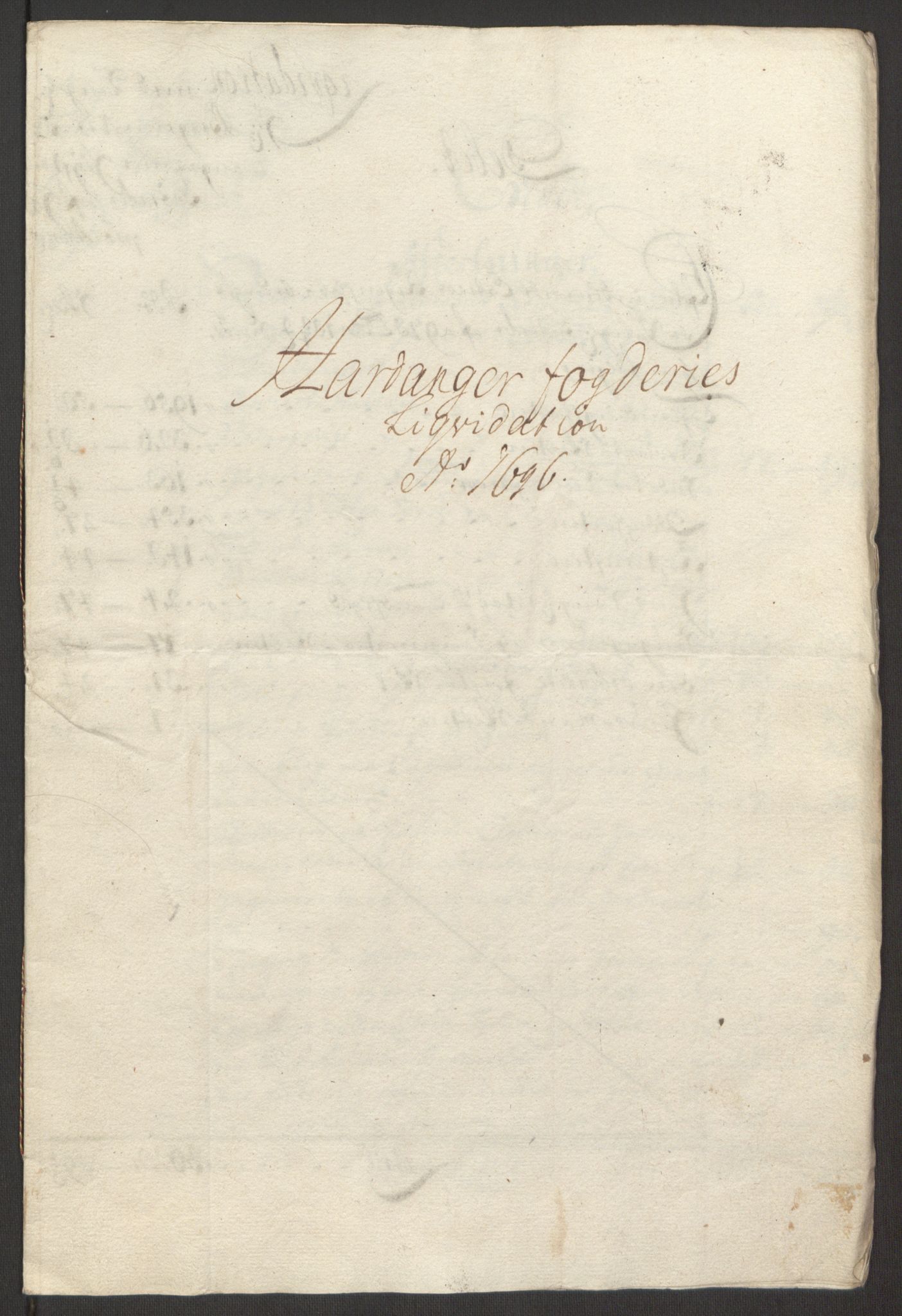 Rentekammeret inntil 1814, Reviderte regnskaper, Fogderegnskap, AV/RA-EA-4092/R48/L2976: Fogderegnskap Sunnhordland og Hardanger, 1695-1696, p. 430