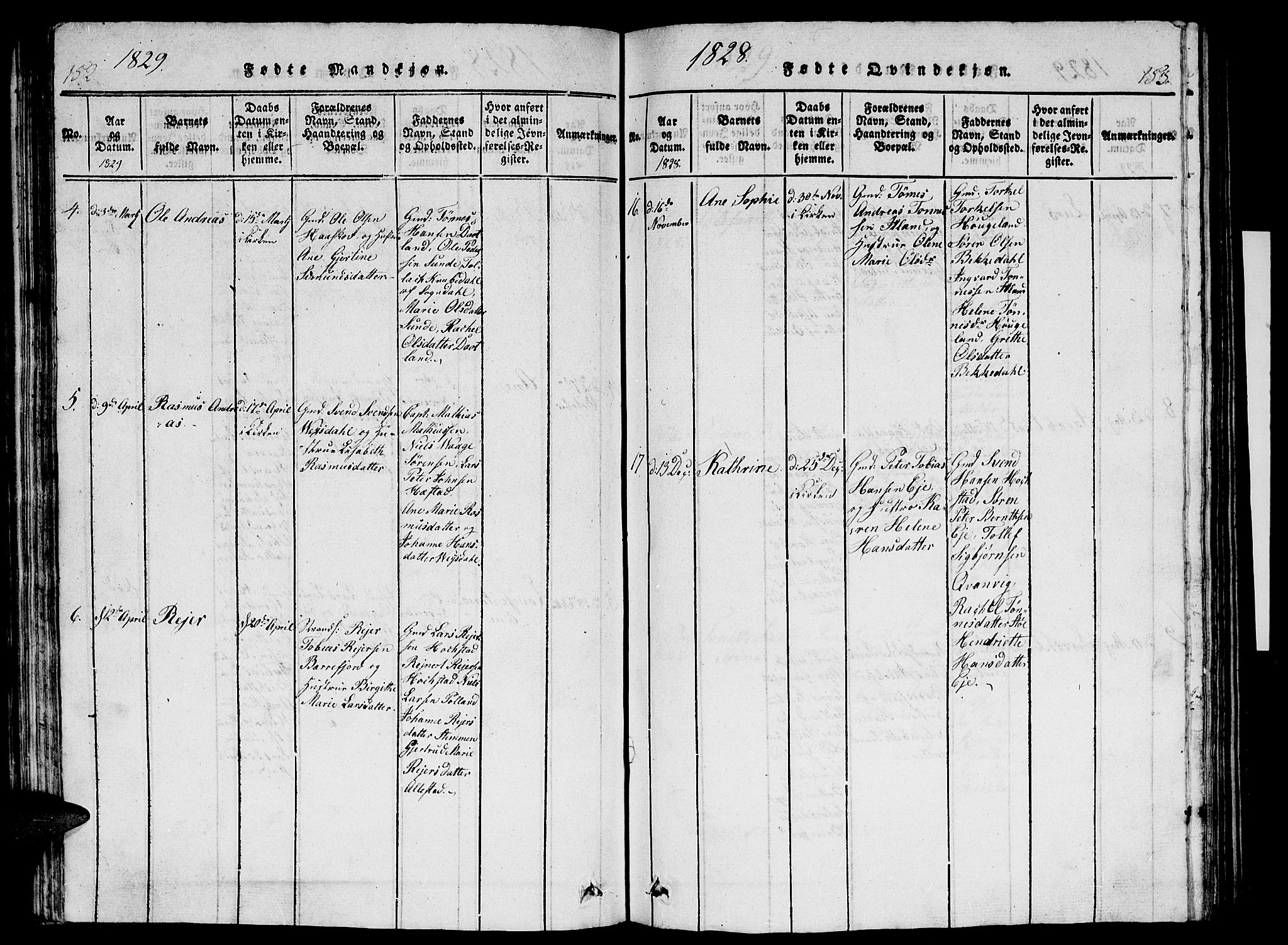 Flekkefjord sokneprestkontor, AV/SAK-1111-0012/F/Fb/Fbb/L0001: Parish register (copy) no. B 1, 1815-1830, p. 152-153