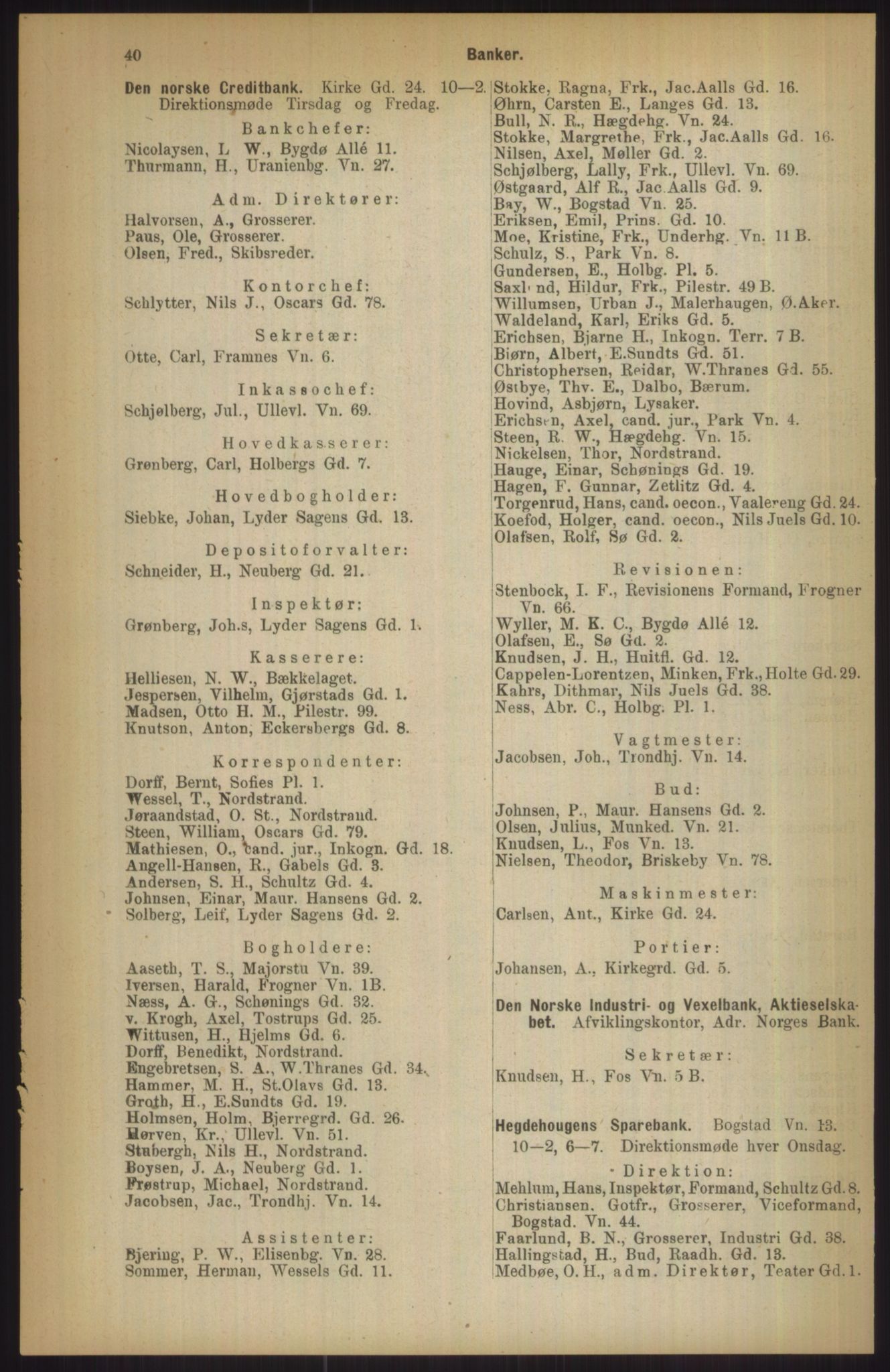 Kristiania/Oslo adressebok, PUBL/-, 1911, p. 40