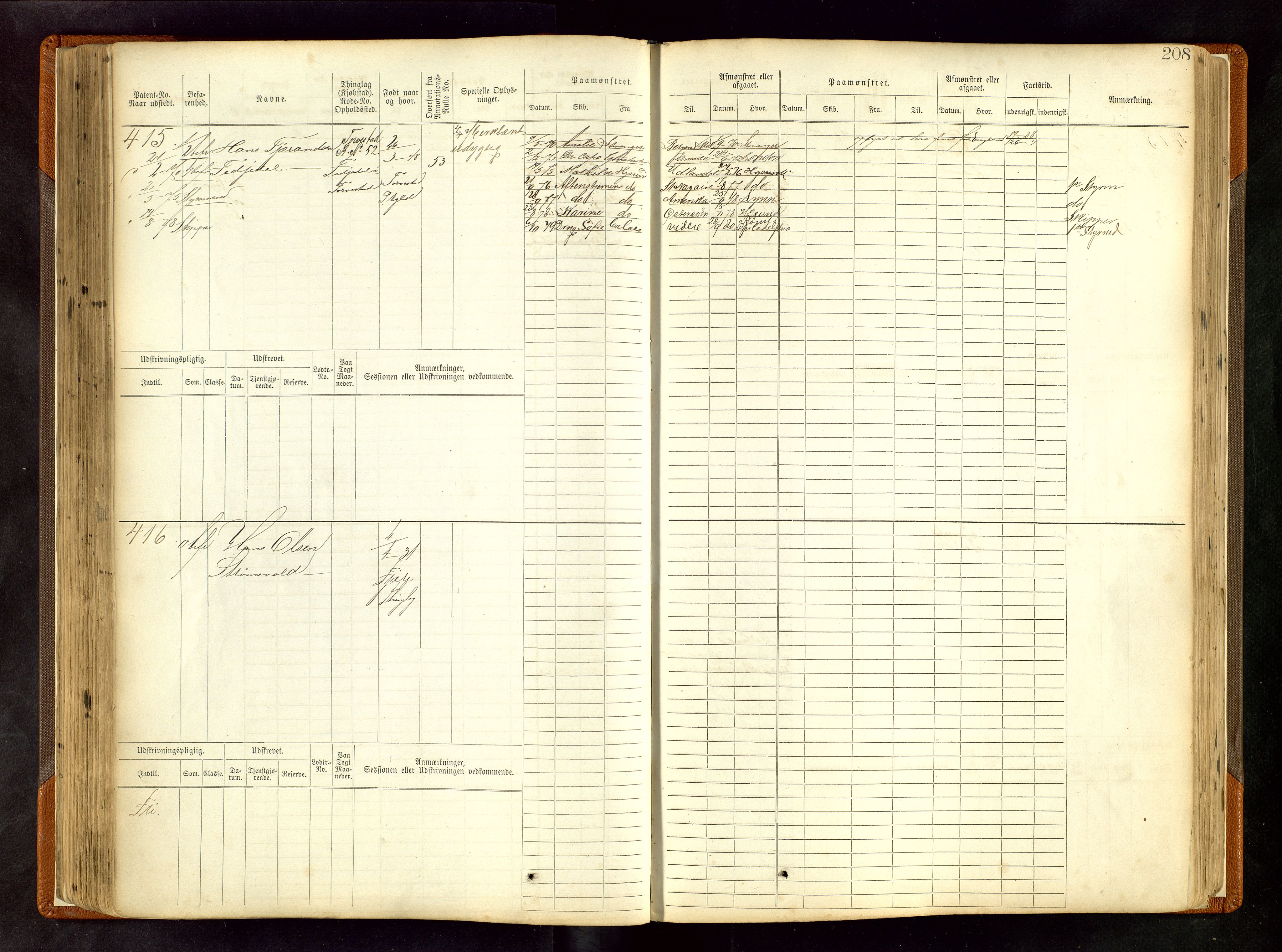 Haugesund sjømannskontor, AV/SAST-A-102007/F/Fb/Fbb/L0005: Sjøfartsrulle Haugesund krets nr. 1-1922, 1868-1948, p. 208