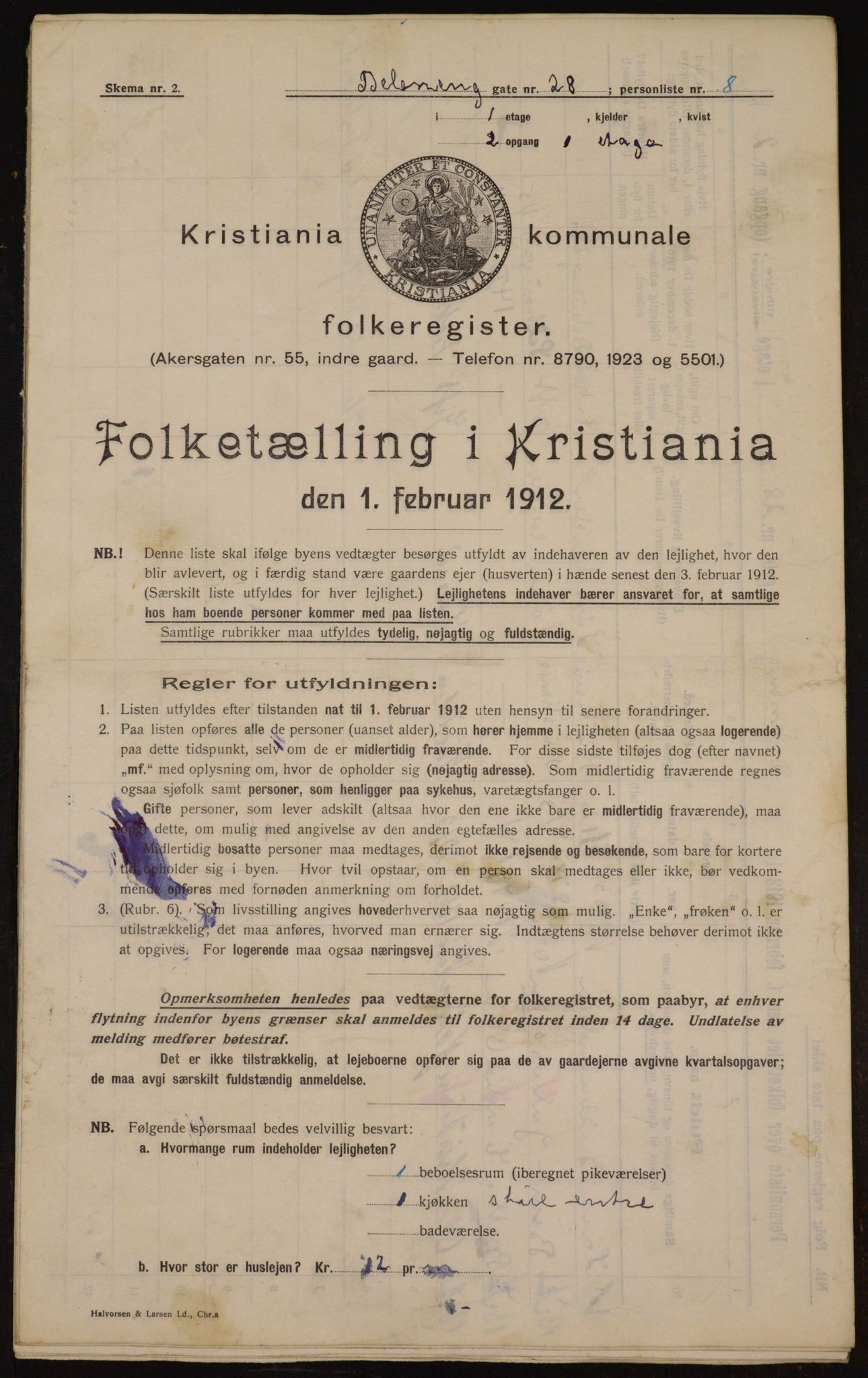 OBA, Municipal Census 1912 for Kristiania, 1912, p. 17481