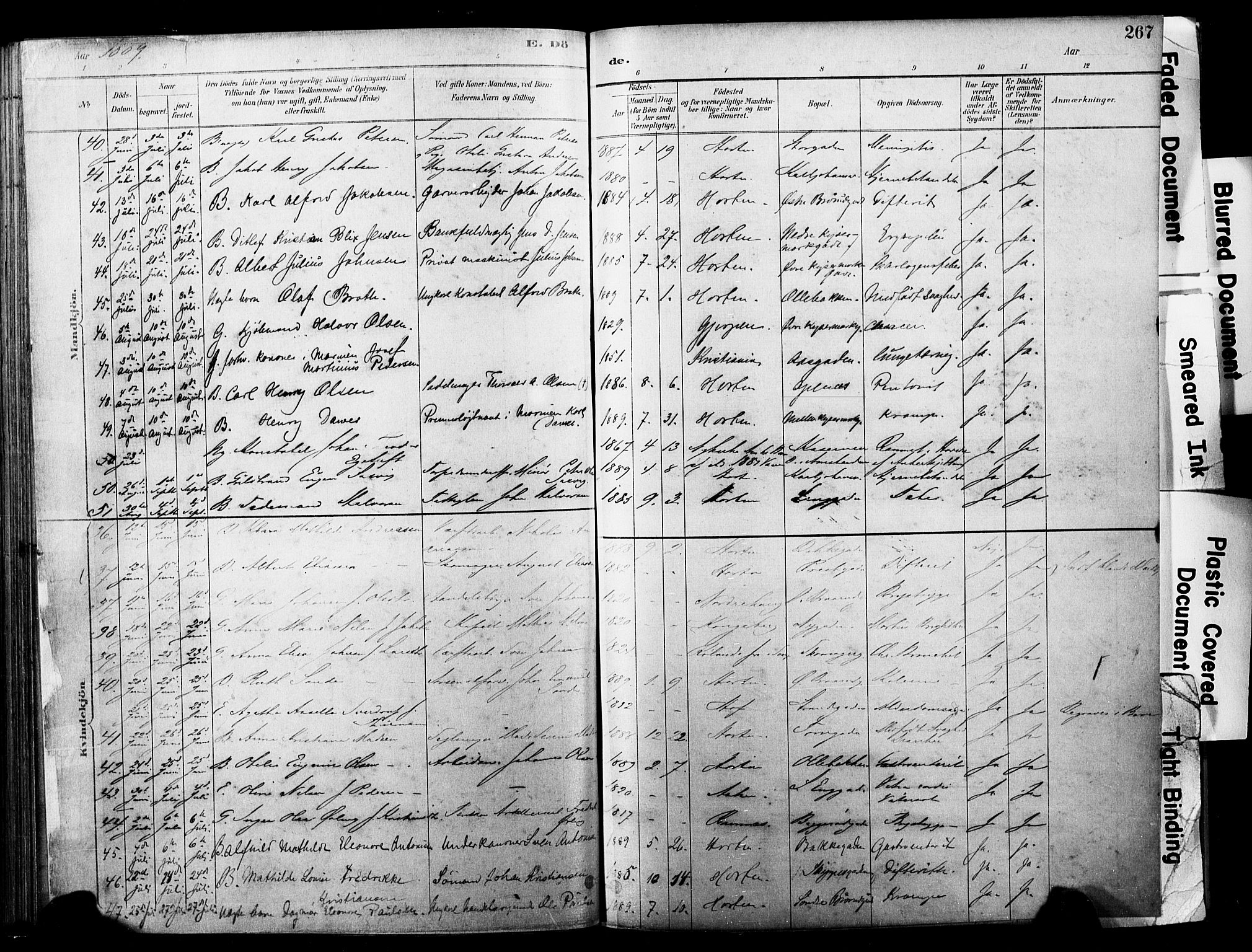 Horten kirkebøker, AV/SAKO-A-348/F/Fa/L0004: Parish register (official) no. 4, 1888-1895, p. 267