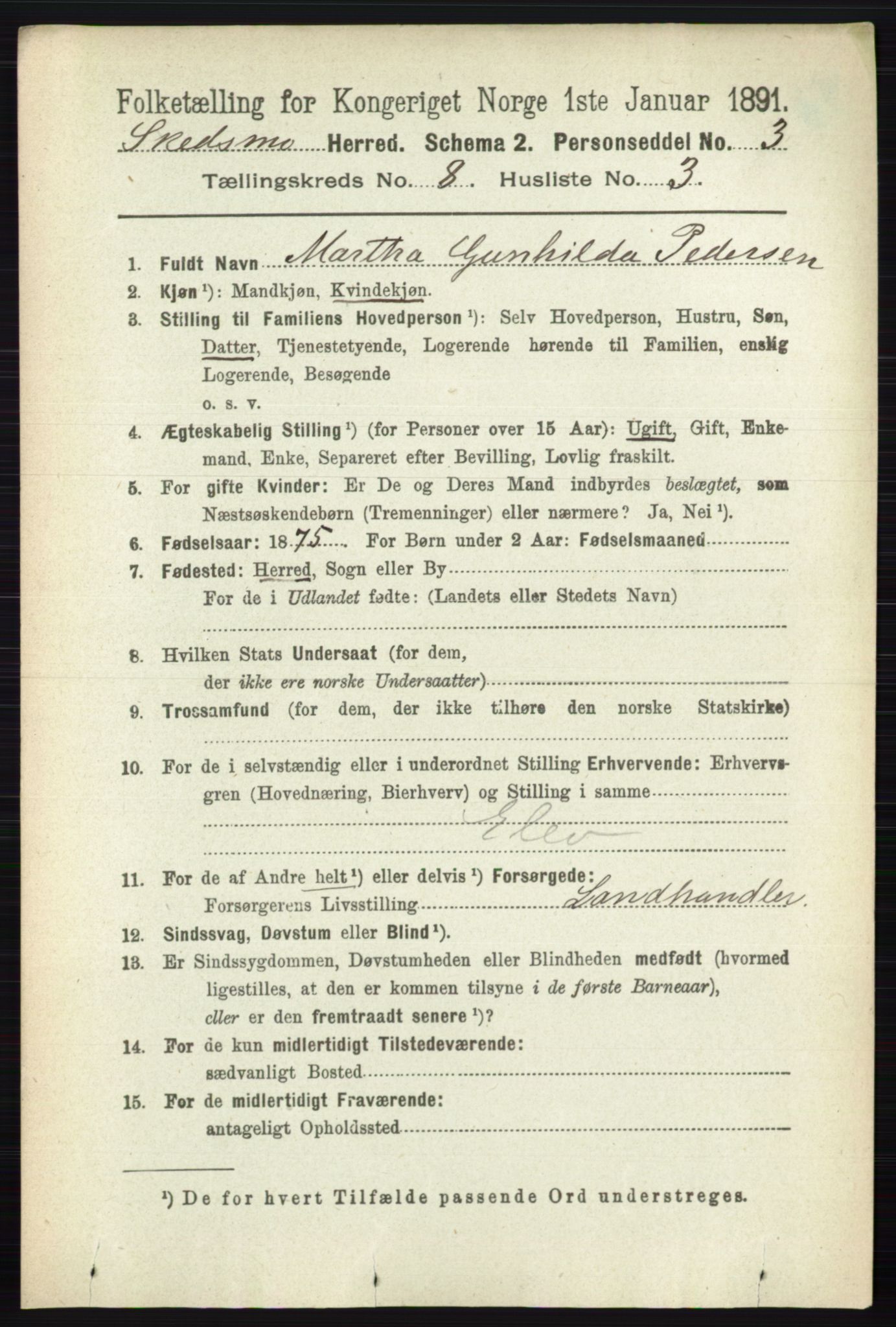 RA, 1891 census for 0231 Skedsmo, 1891, p. 4043
