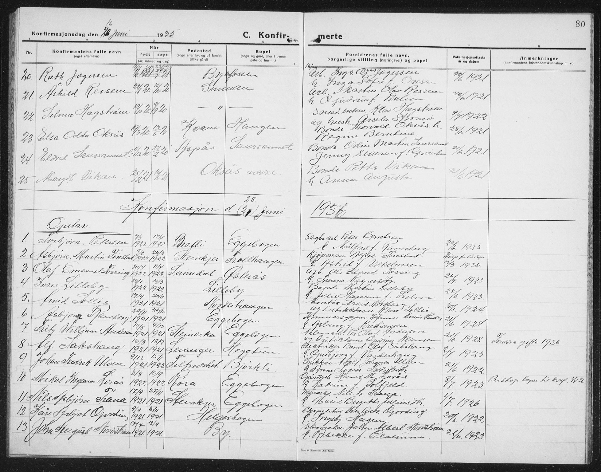 Ministerialprotokoller, klokkerbøker og fødselsregistre - Nord-Trøndelag, SAT/A-1458/740/L0383: Parish register (copy) no. 740C04, 1927-1939, p. 80