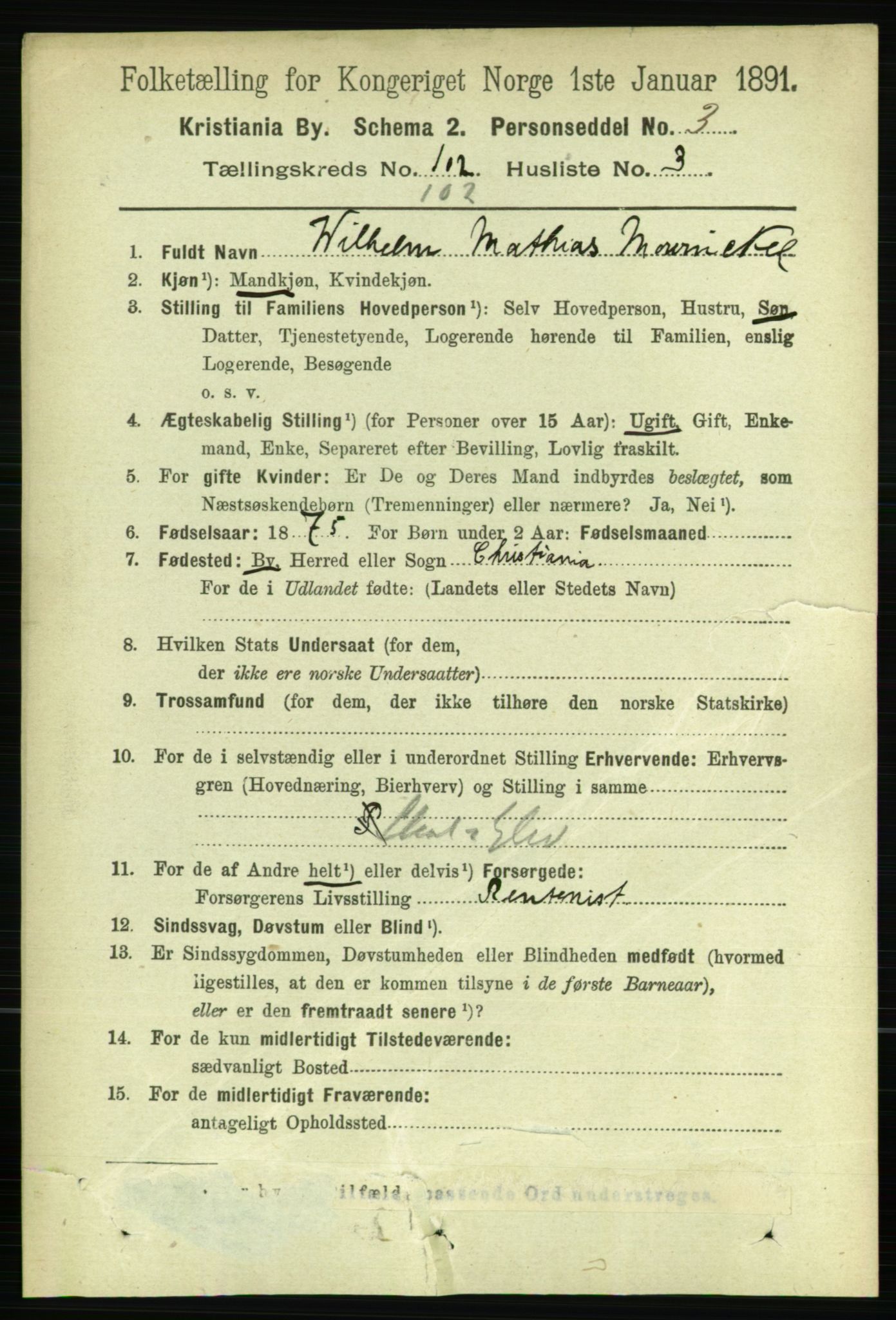 RA, 1891 census for 0301 Kristiania, 1891, p. 50692