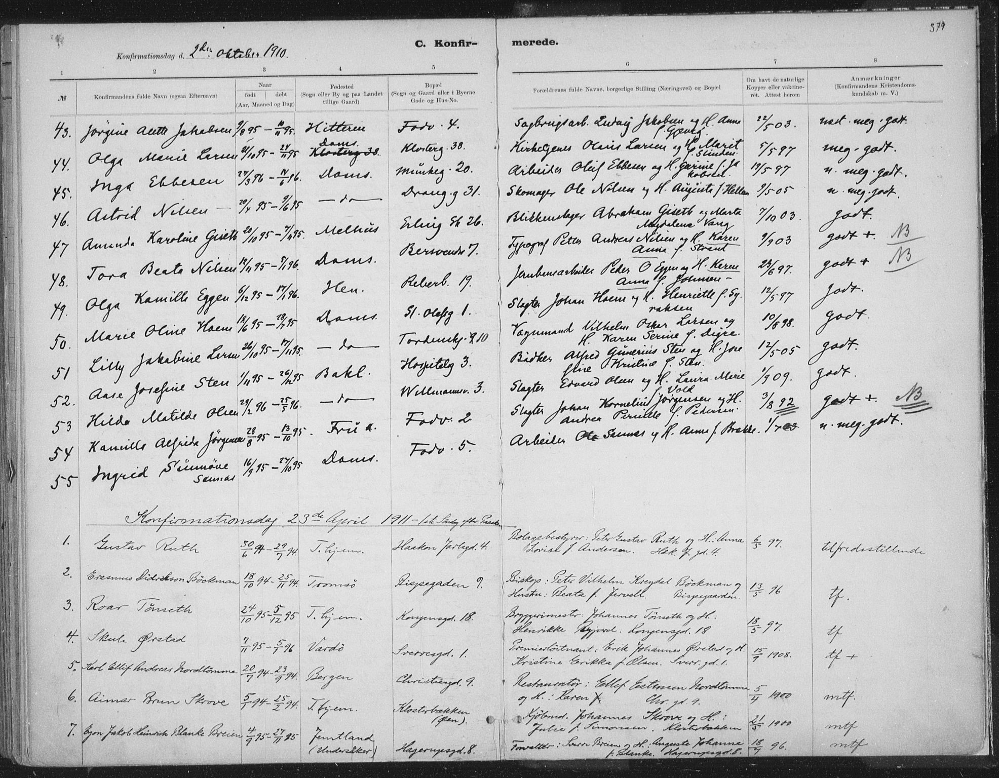 Ministerialprotokoller, klokkerbøker og fødselsregistre - Sør-Trøndelag, SAT/A-1456/601/L0062: Parish register (official) no. 601A30, 1891-1911, p. 379