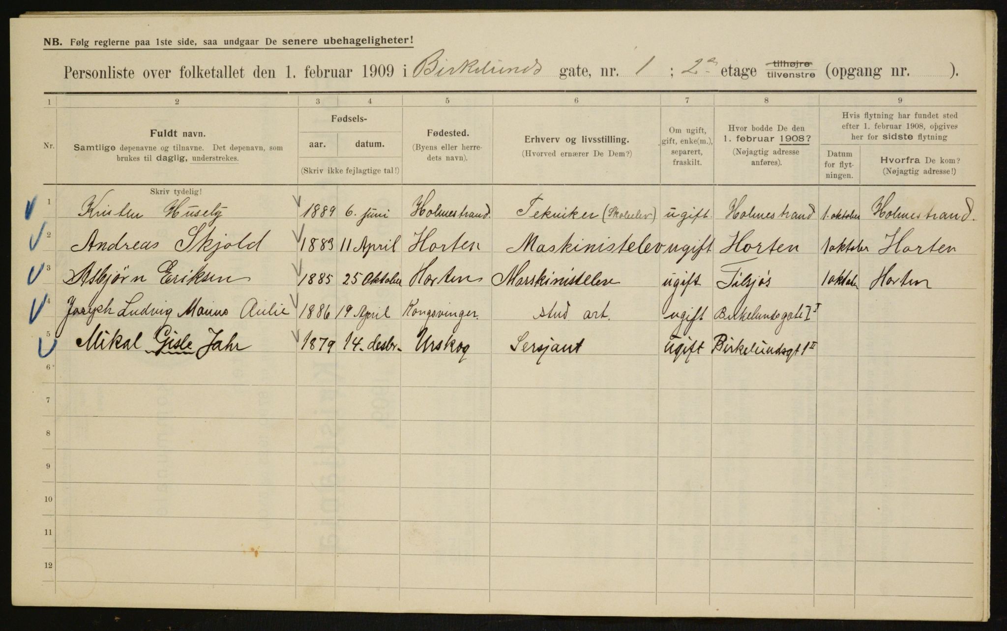 OBA, Municipal Census 1909 for Kristiania, 1909, p. 4938